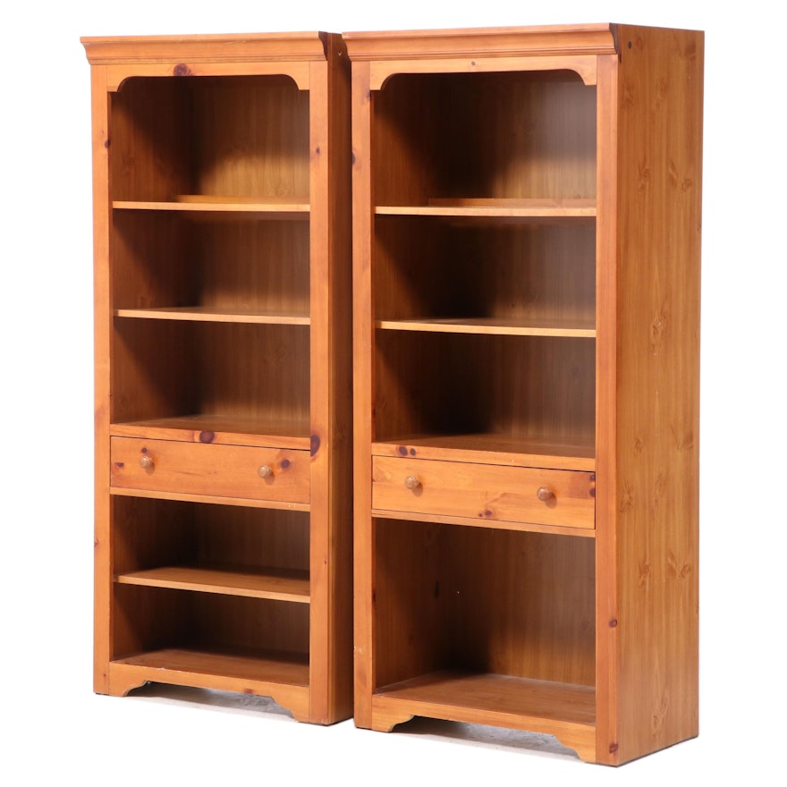 Pair of Broyhill Pine and Laminate Bookcases, Late 20th Century