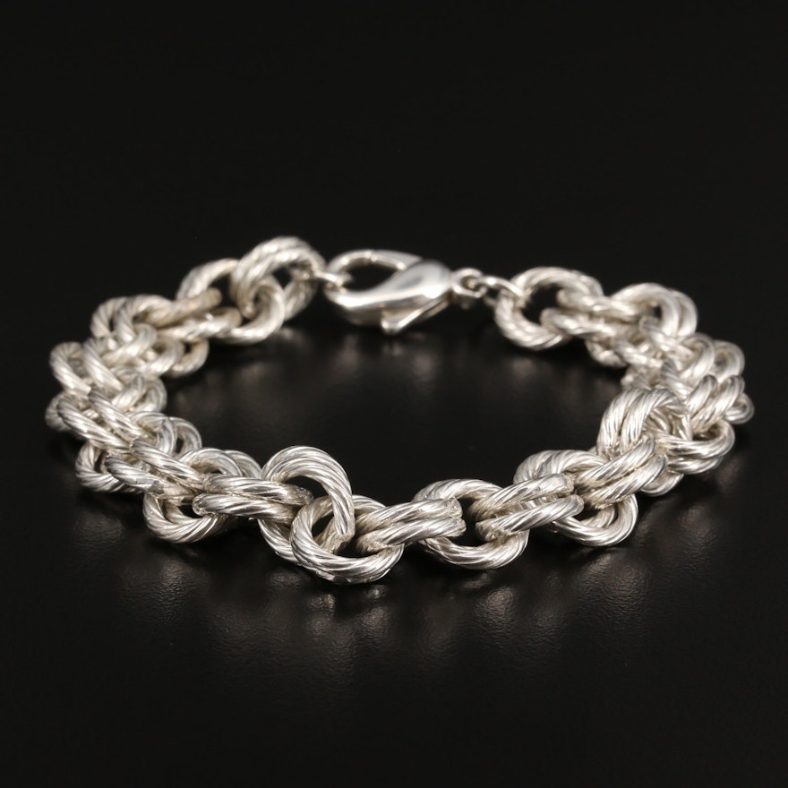 Sterling Silver Double Cable Link Bracelet