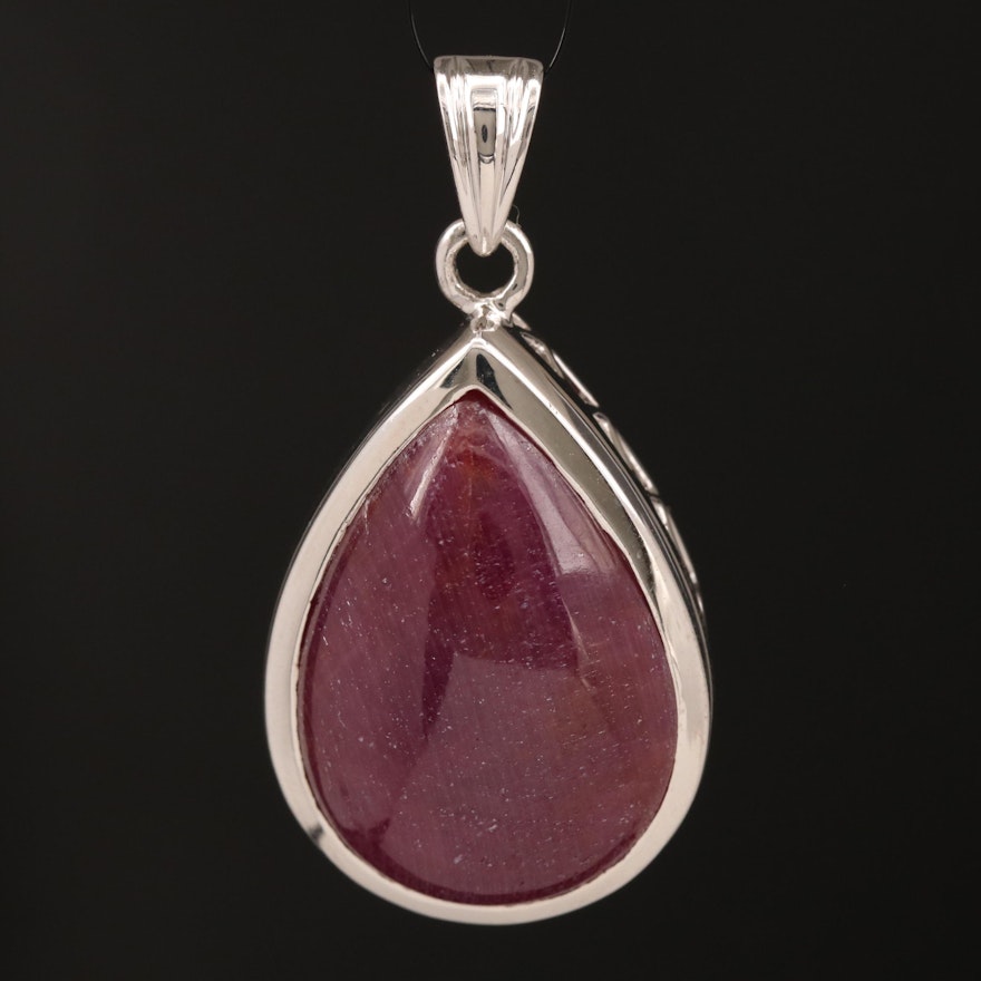 Sterling Silver Bezel Set Corundum Pendant