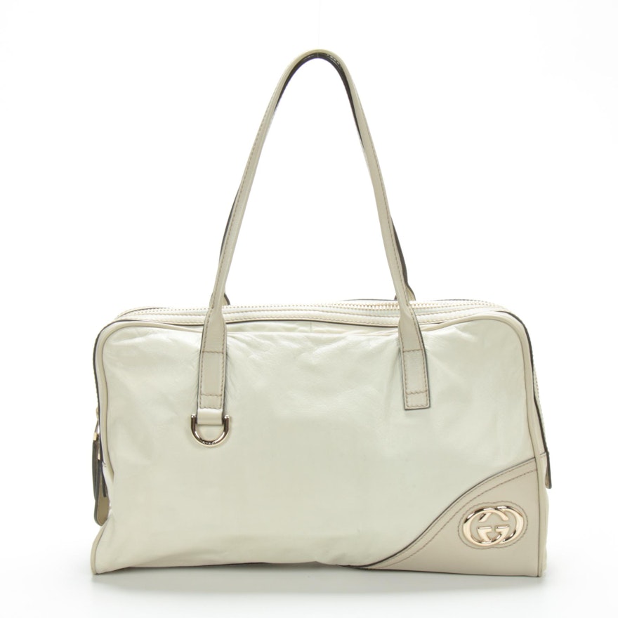 Gucci Top Handle Bag in Neutral Two-Tone Leather