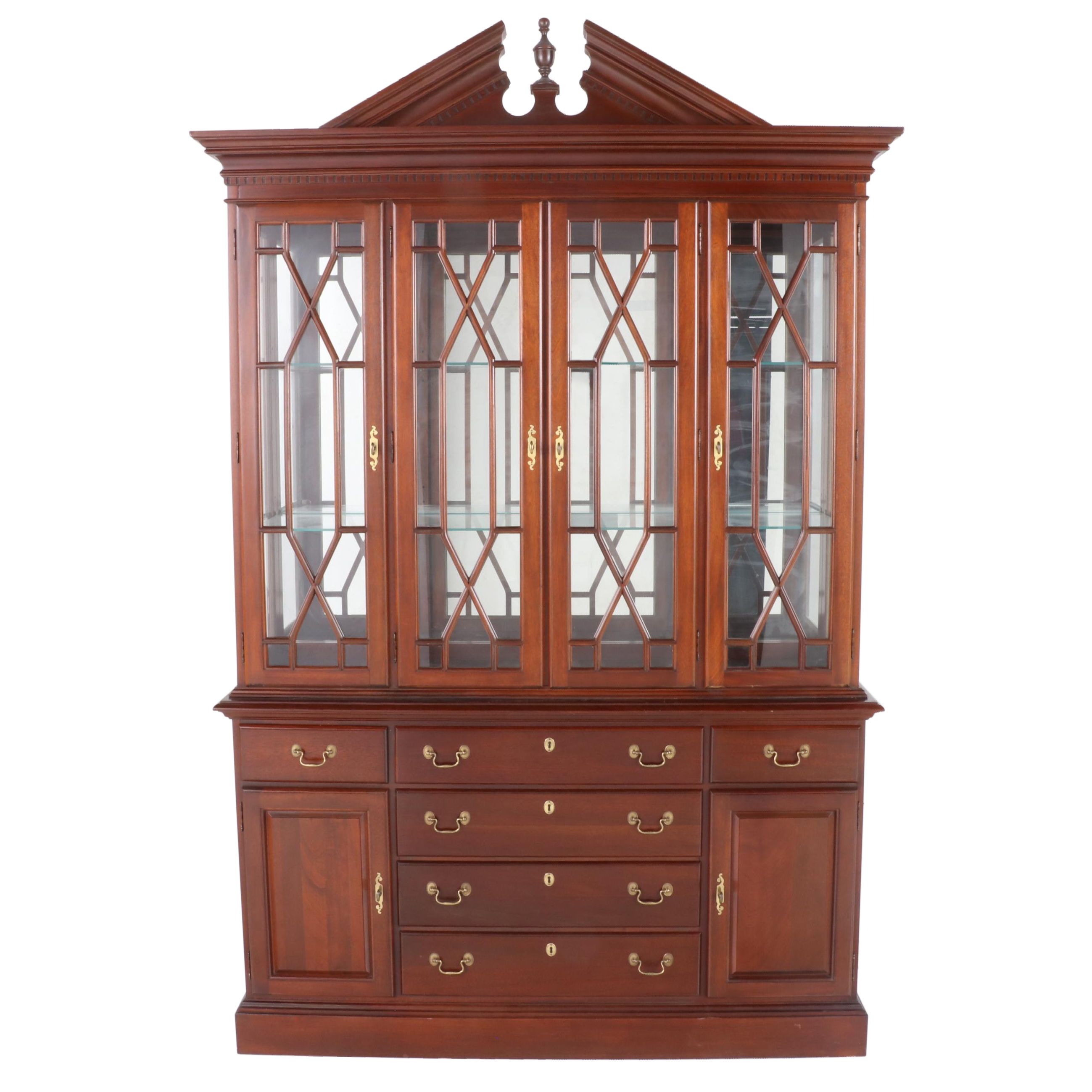 Jamestown Sterling 2-Piece Cherry Illuminated China Cabinet, Late 20th Century