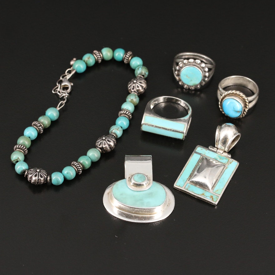 Sterling Silver Turquoise Jewelry Including Cubic Zirconia Accents
