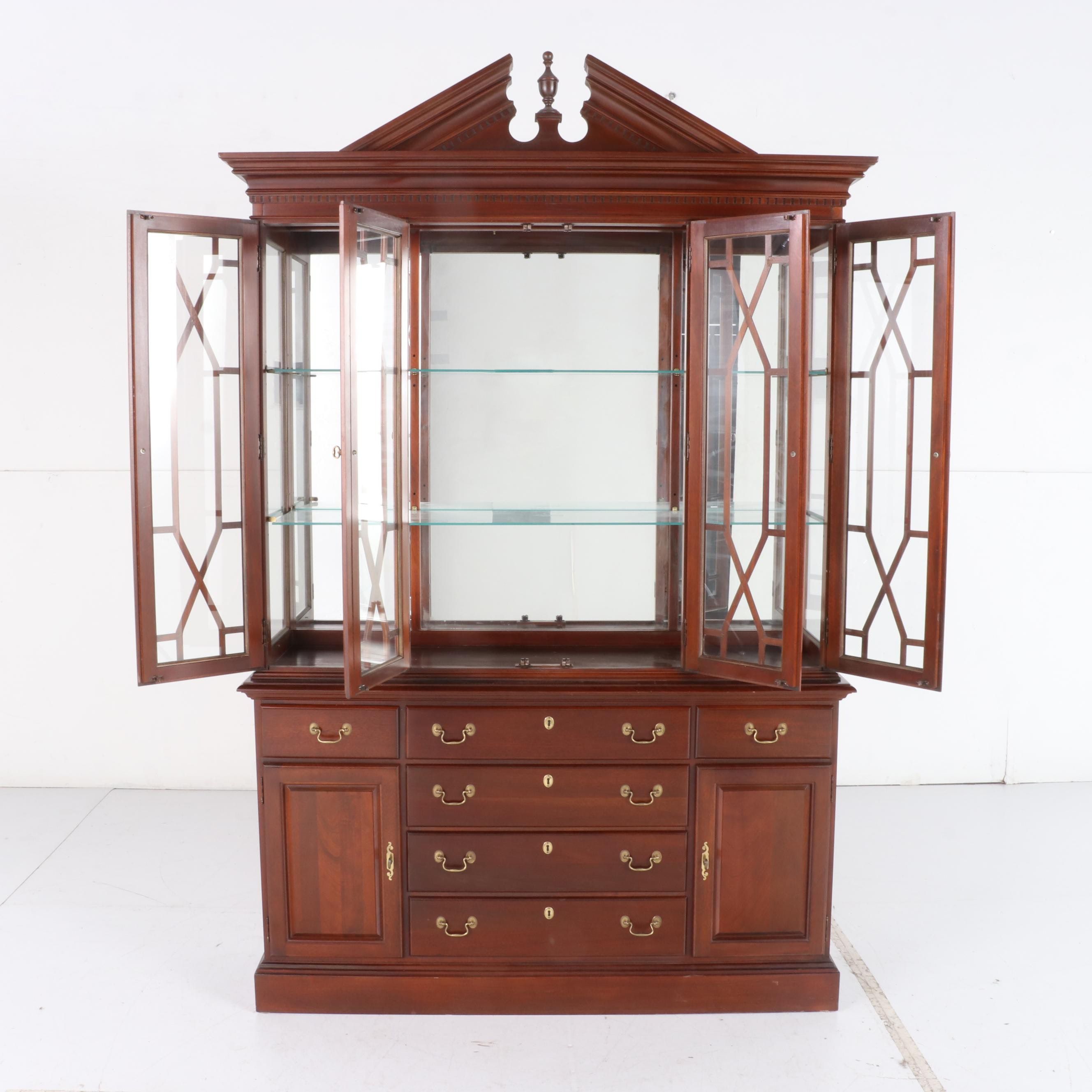 Jamestown Sterling 2-Piece Cherry Illuminated China Cabinet, Late 20th Century
