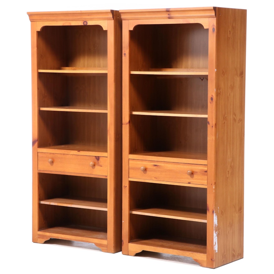 Pair of Broyhill Pine and Laminate Bookcases, Late 20th Century