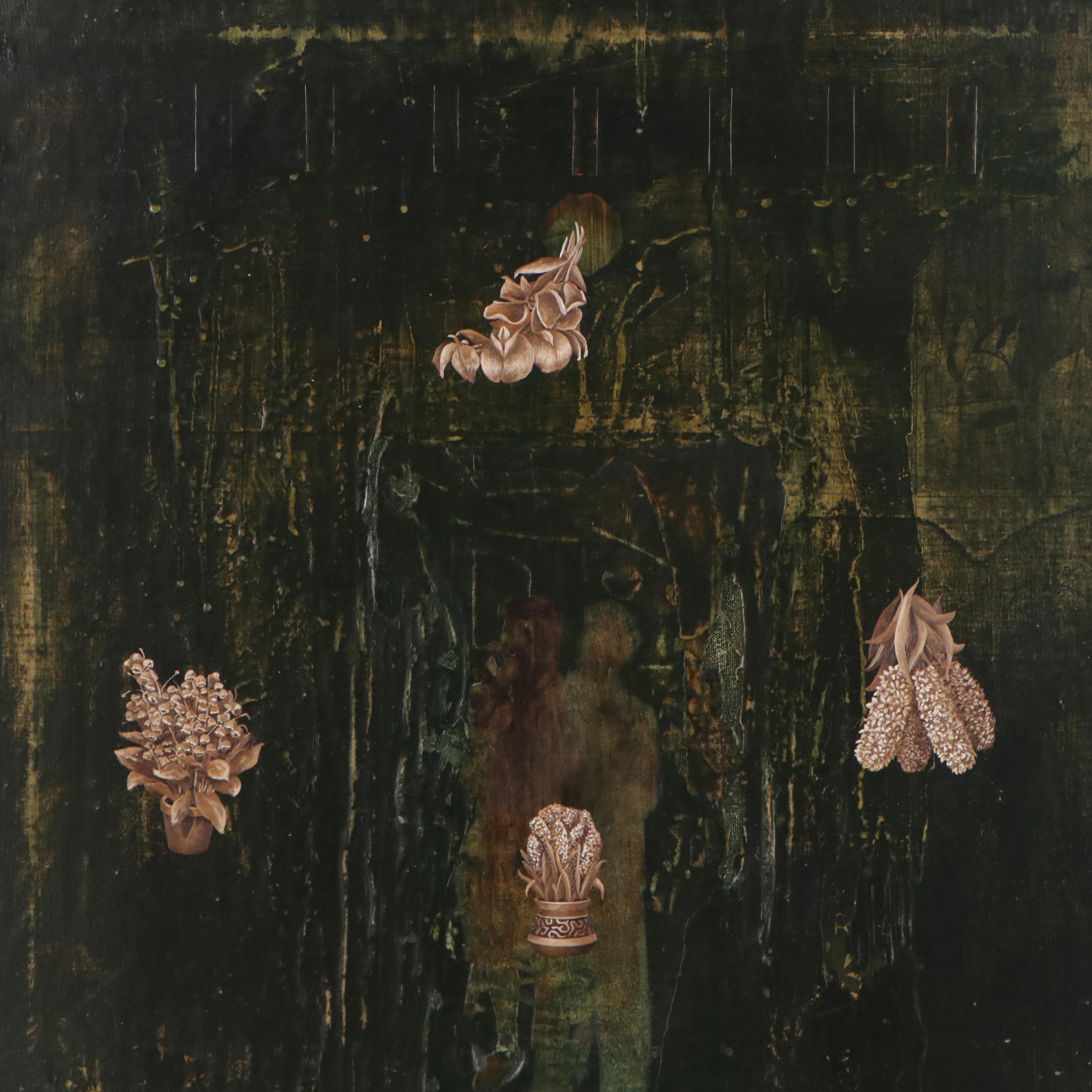 Patrick LoCicero Mixed Media Collage "Mystery", Late 20th Century