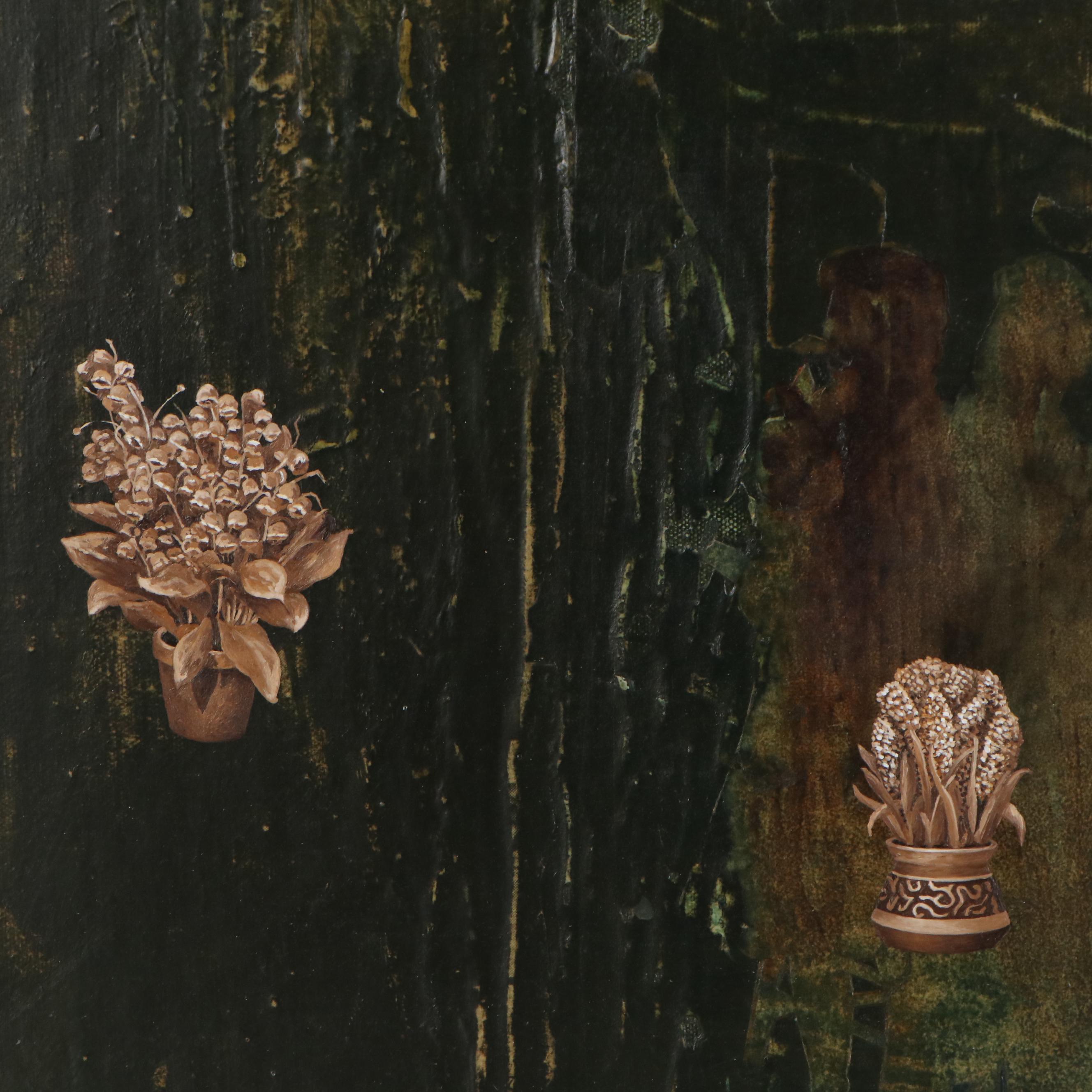 Patrick LoCicero Mixed Media Collage "Mystery", Late 20th Century