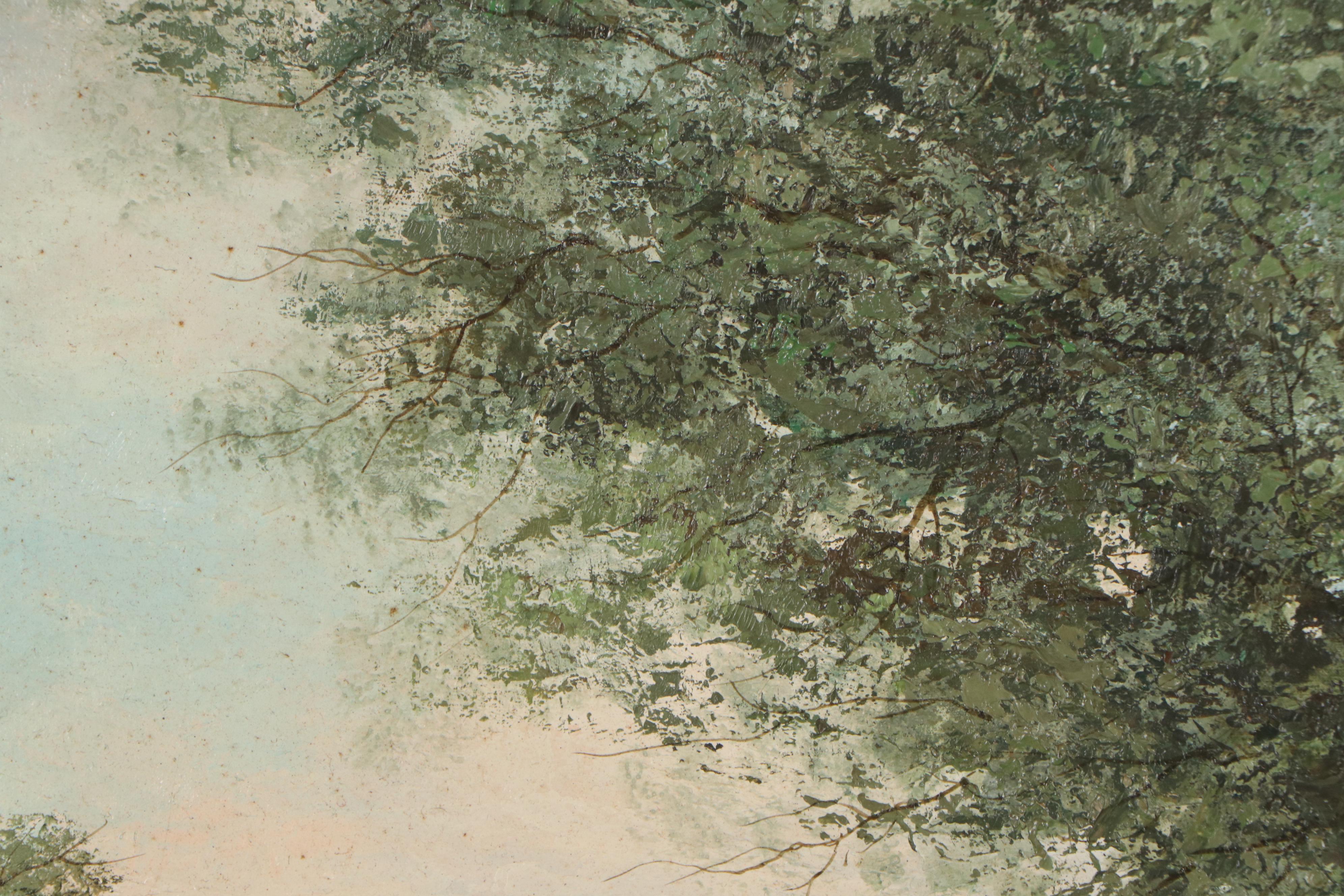 Jean-Claude Cubaynes Oil Painting of Barbizon Houses, Late 20th Century