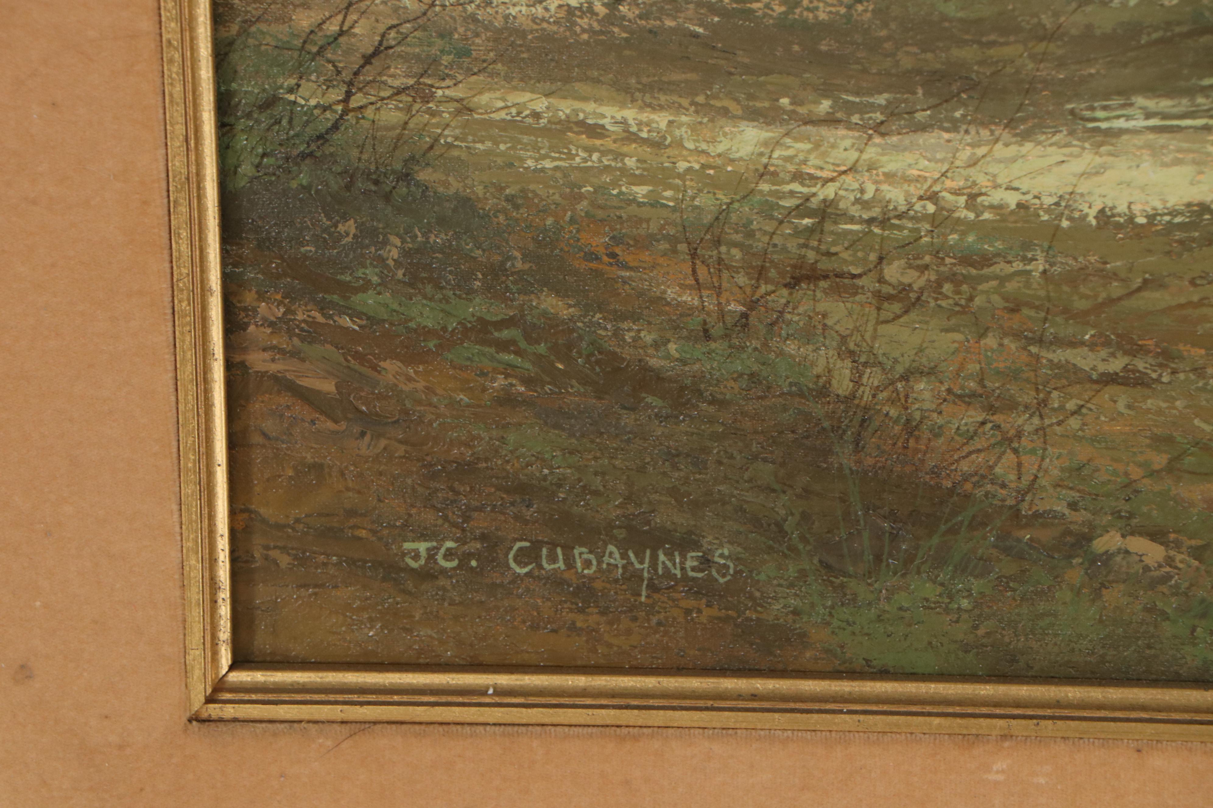 Jean-Claude Cubaynes Oil Painting of Barbizon Houses, Late 20th Century