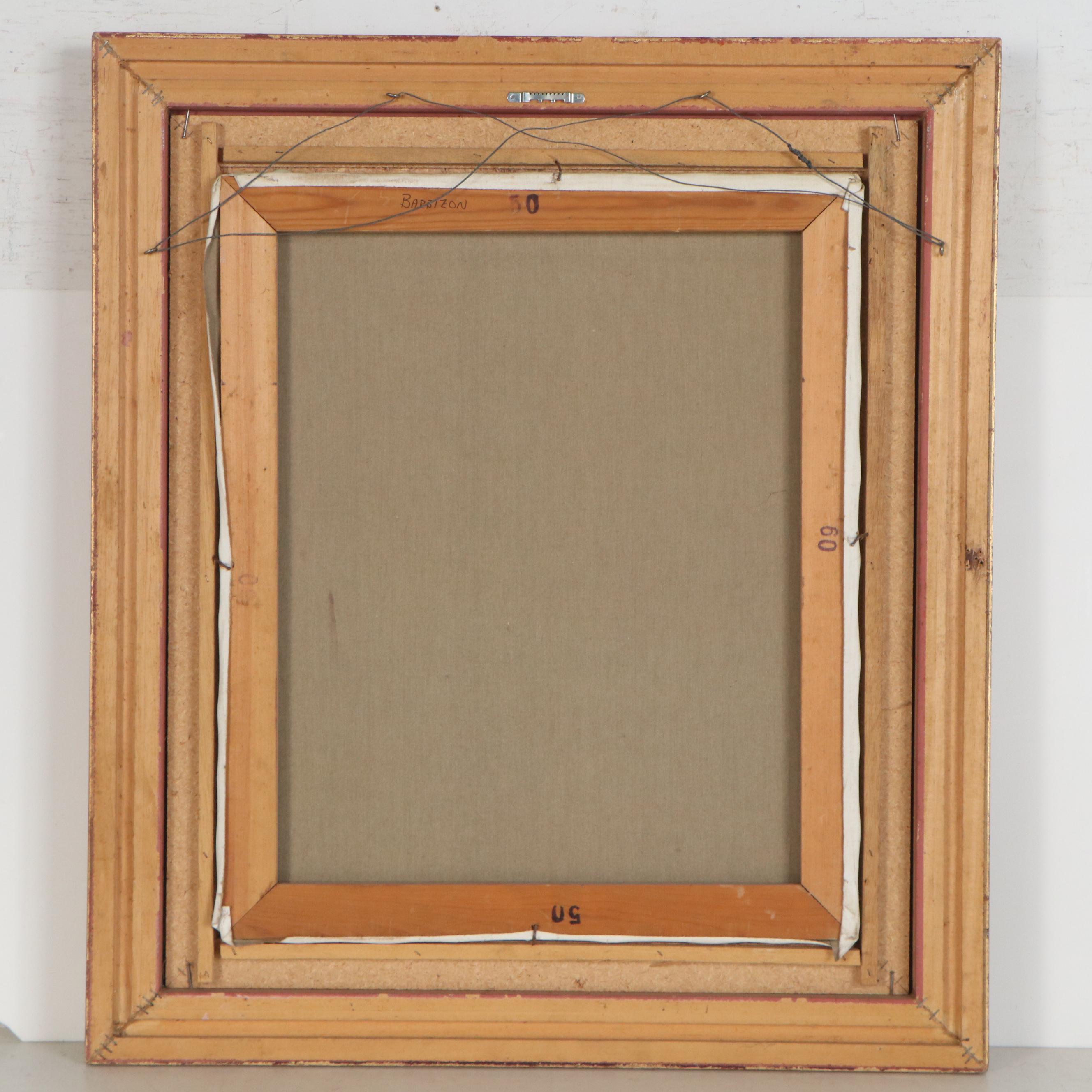 Jean-Claude Cubaynes Oil Painting of Barbizon Houses, Late 20th Century