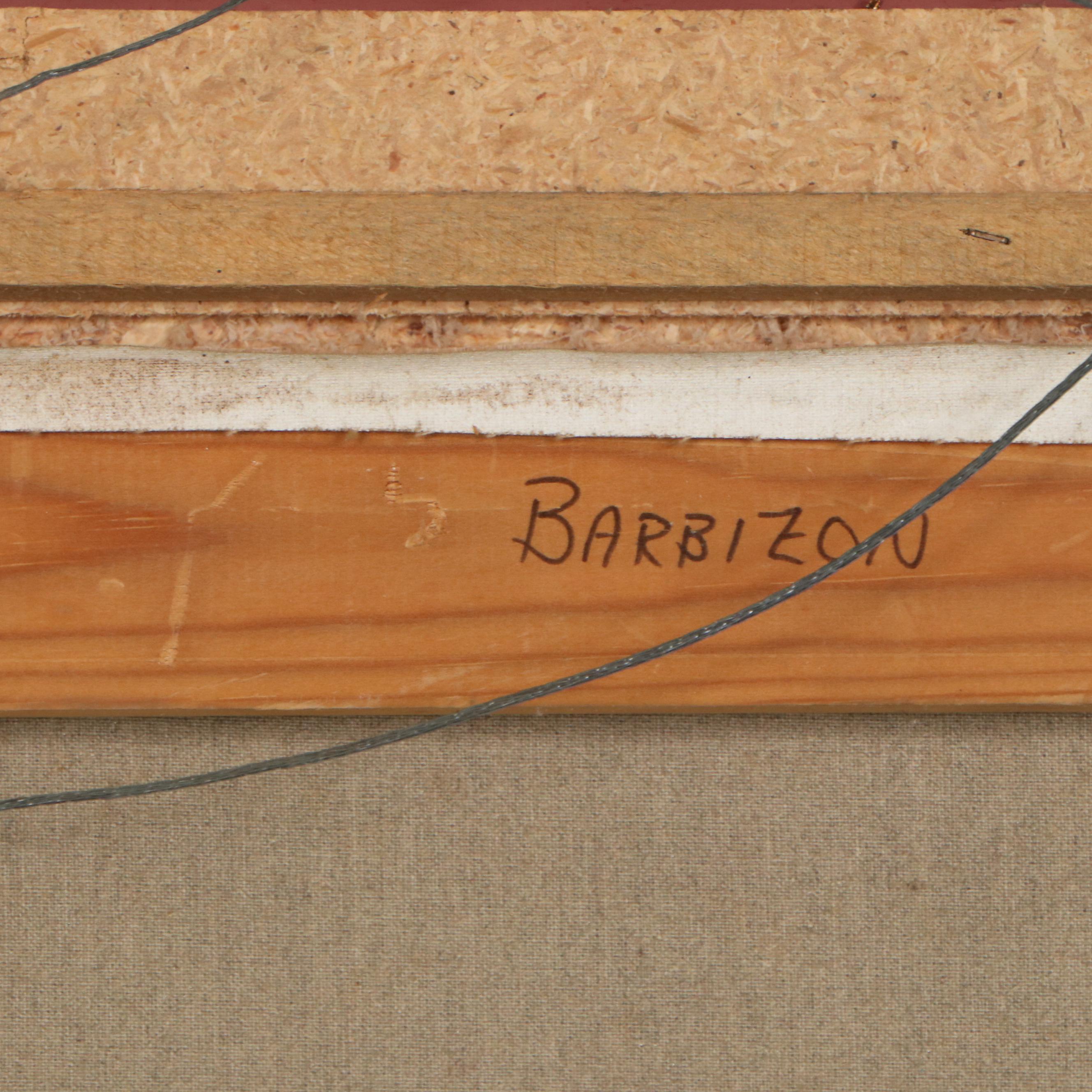 Jean-Claude Cubaynes Oil Painting of Barbizon Houses, Late 20th Century