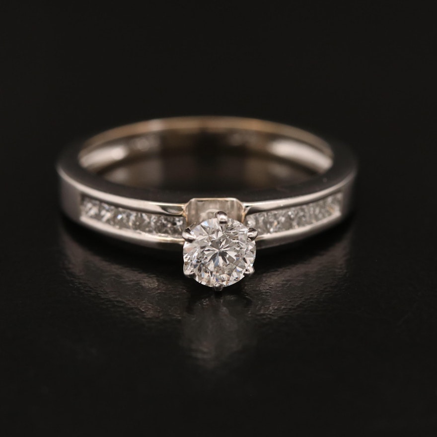 14K Diamond Ring with Channel Set Shoulders