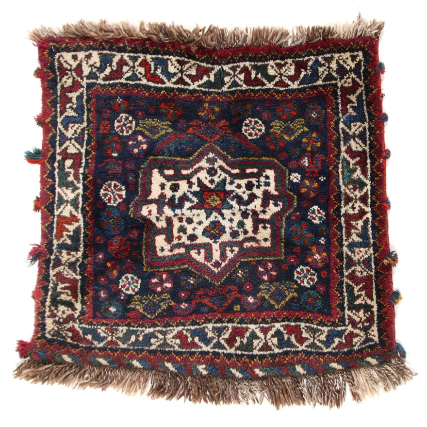 2'5 x 2'3 Hand-Knotted Persian Qashqai Shiraz Rug, 1950s