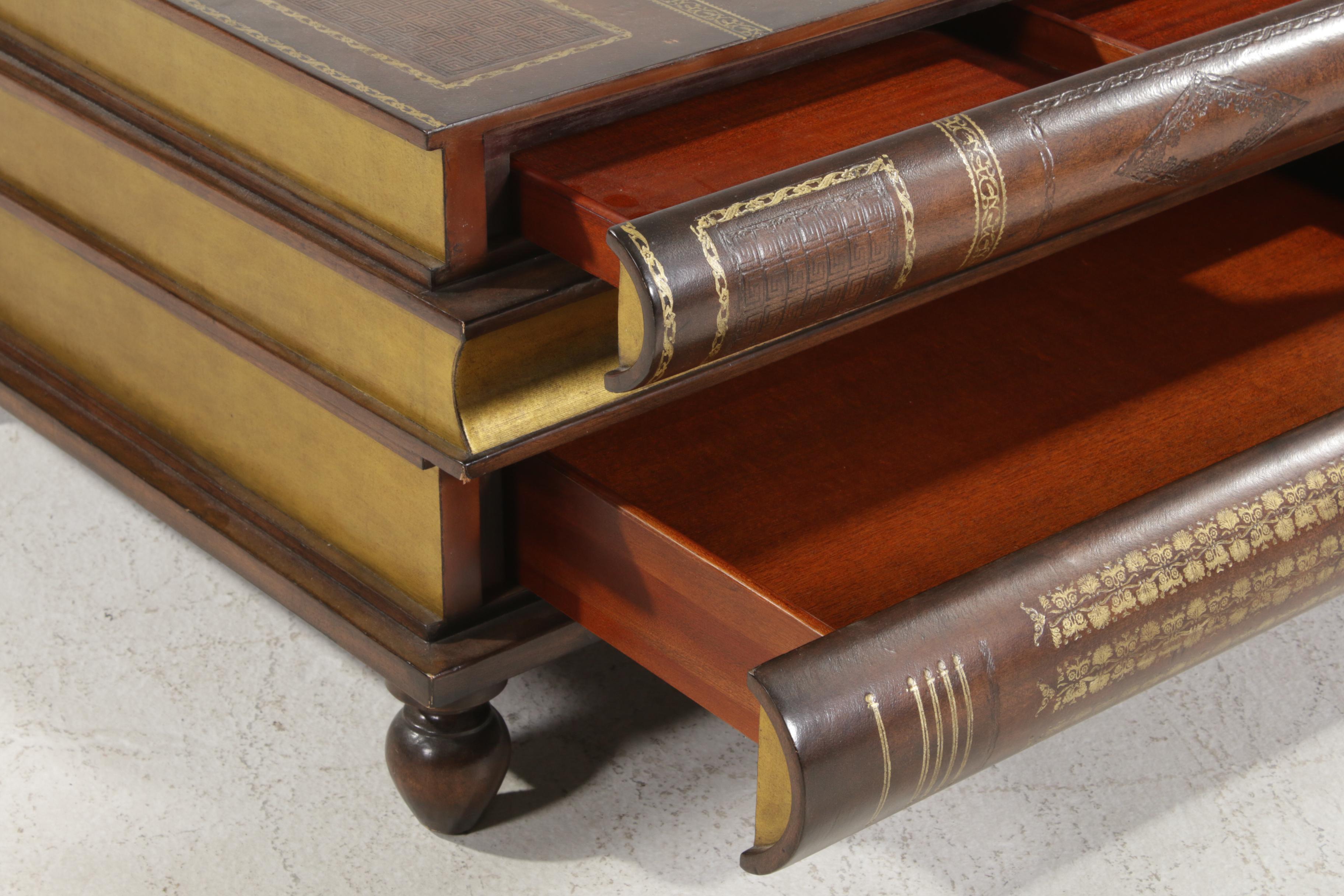 Maitland-Smith Stacked Book Storage Coffee Table with Drawers