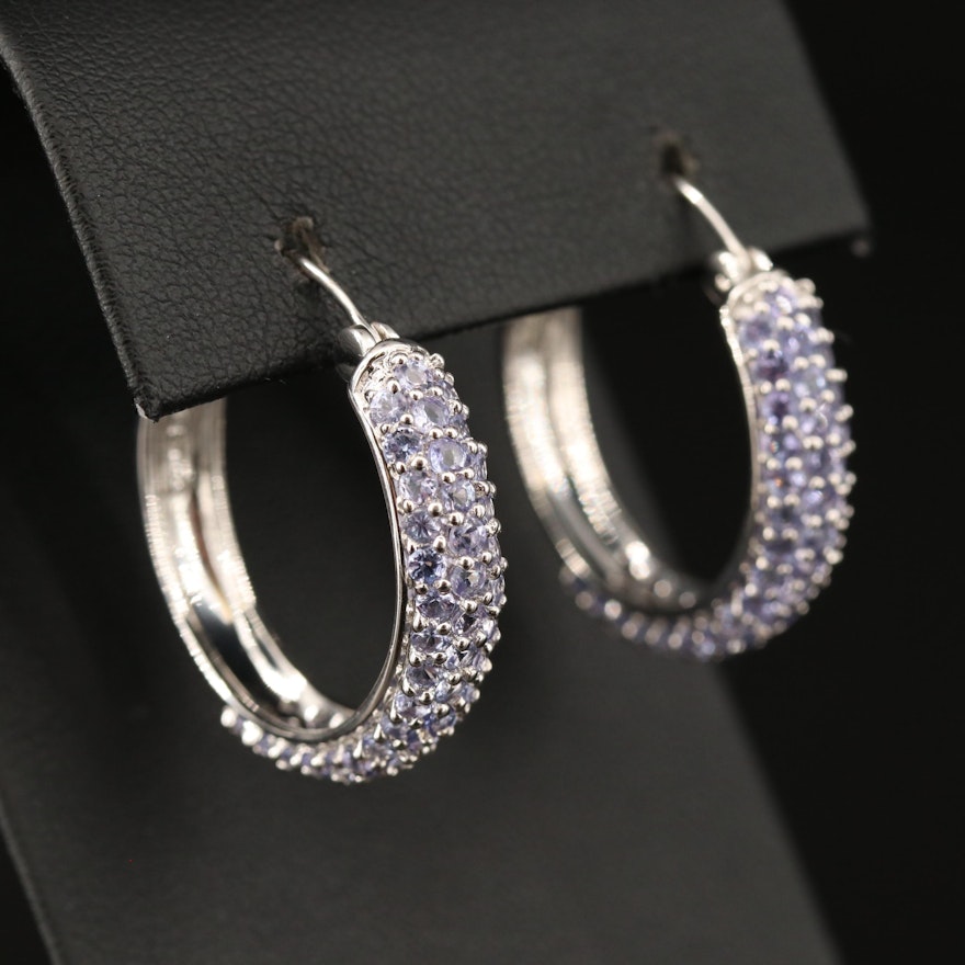 Sterling Tanzanite Hoop Earrings