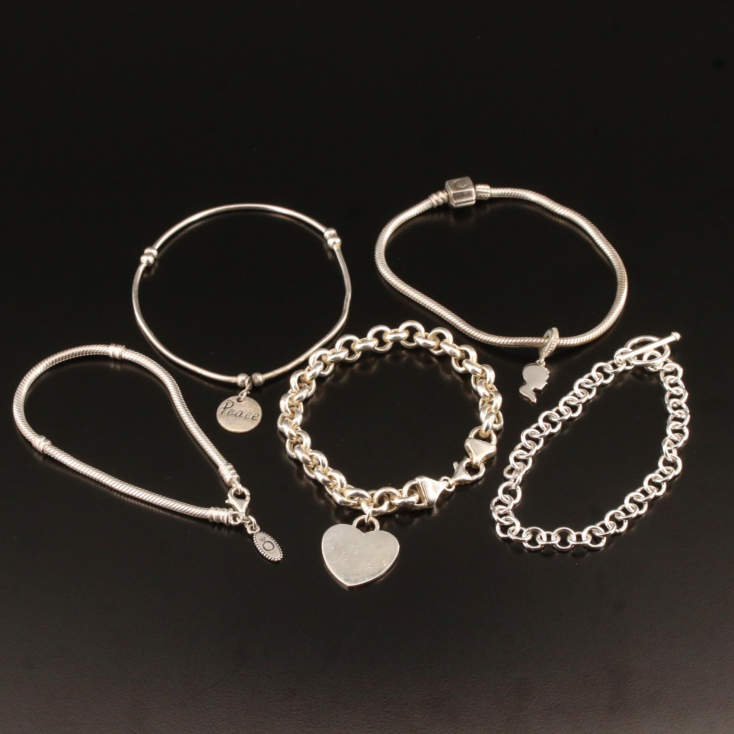 Sterling Silver Bracelets Featuring Pandora Bracelet