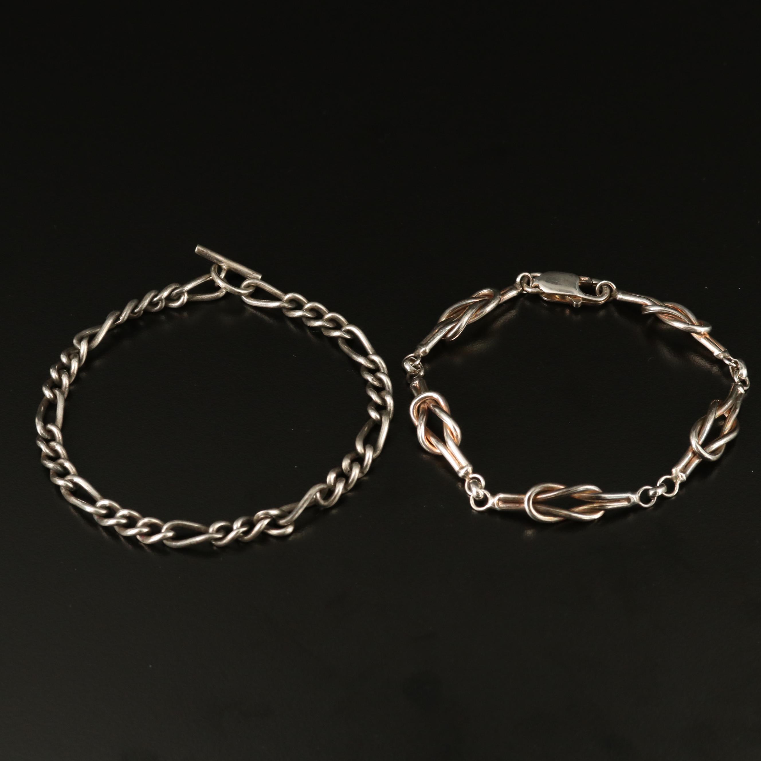 Selection of Sterling Silver Link Bracelets and Bangle