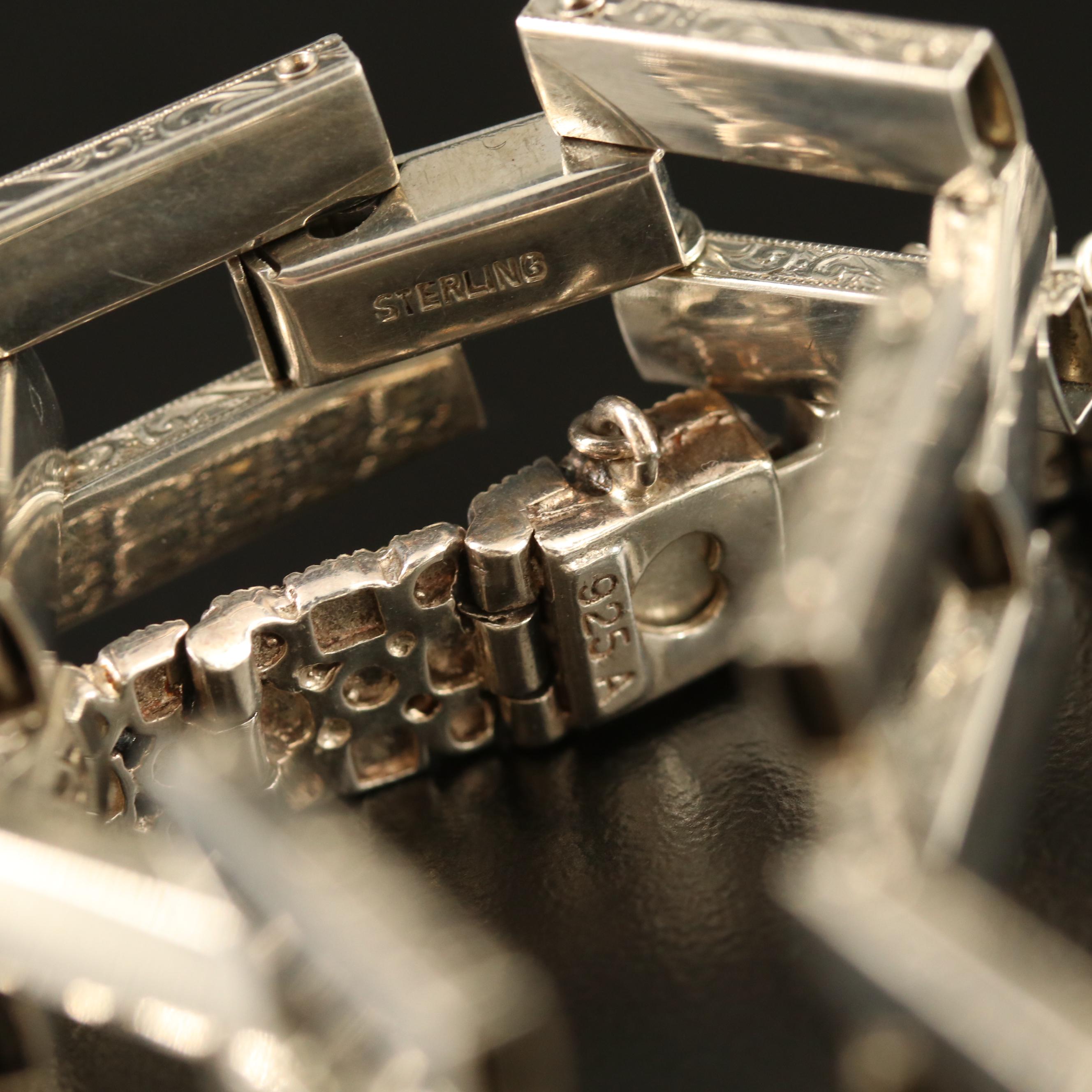 Selection of Sterling Silver Link Bracelets and Bangle