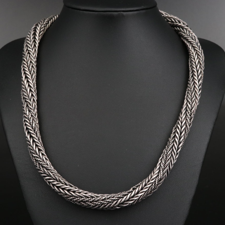 Sterling Silver Woven Chain Necklace