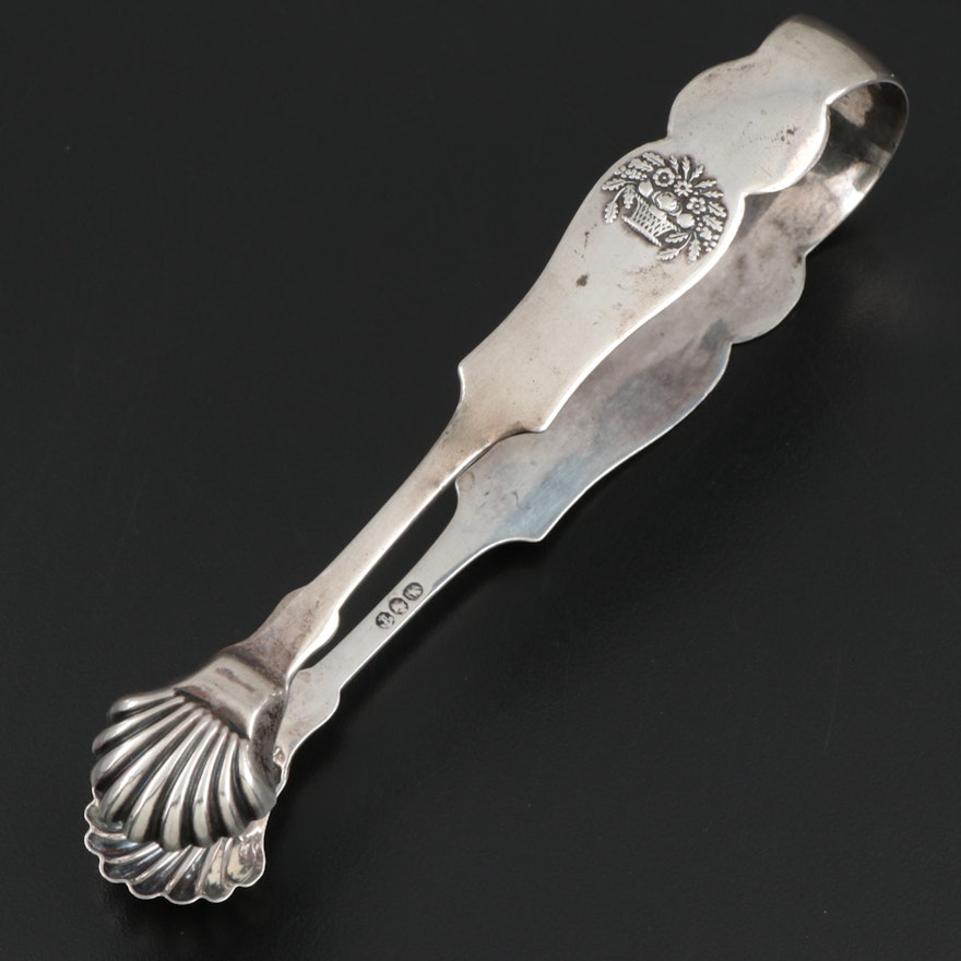 American 800 Silver Sugar Tongs, 19th Century