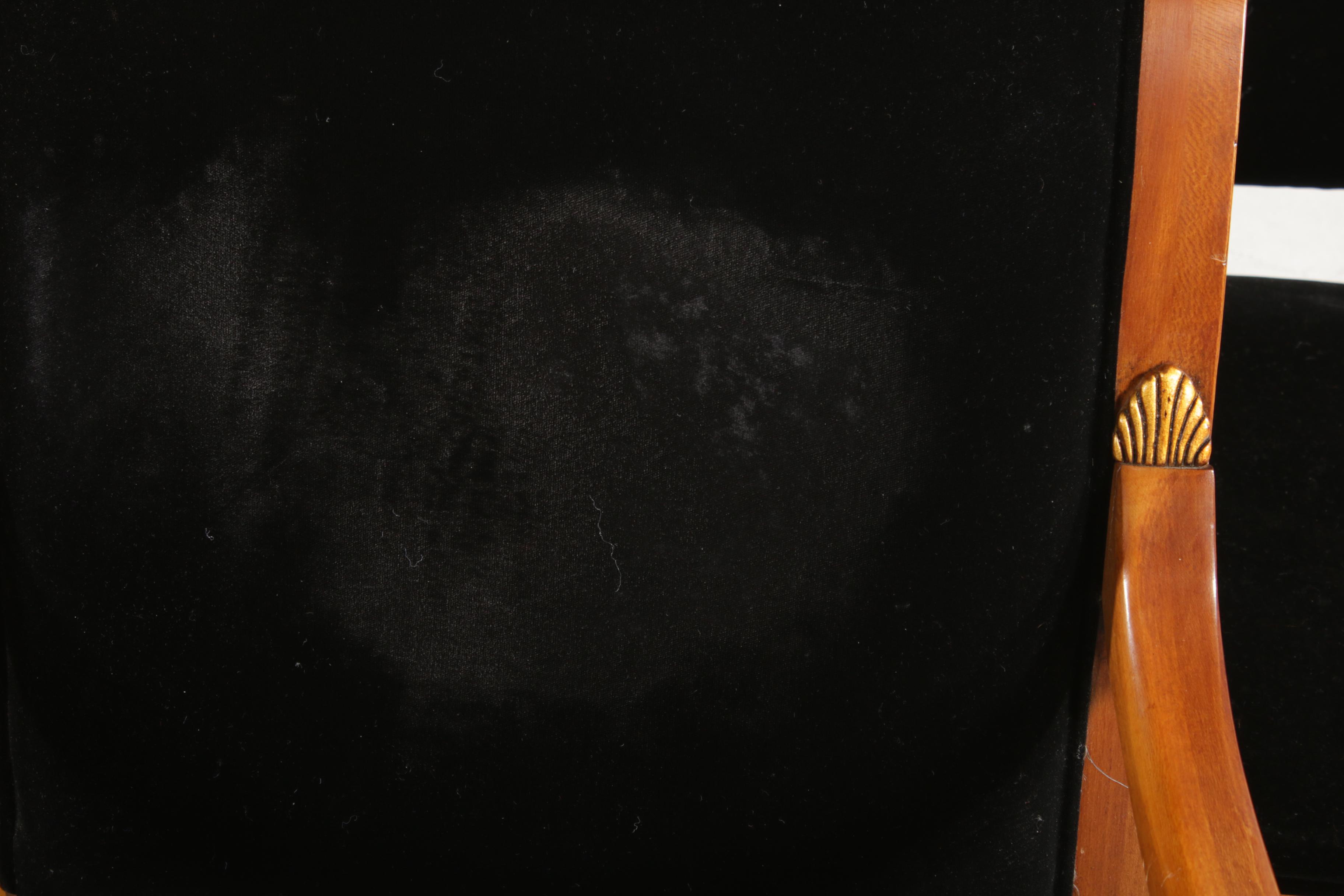 Three Henredon Empire Style Velveteen Upholstered Chairs