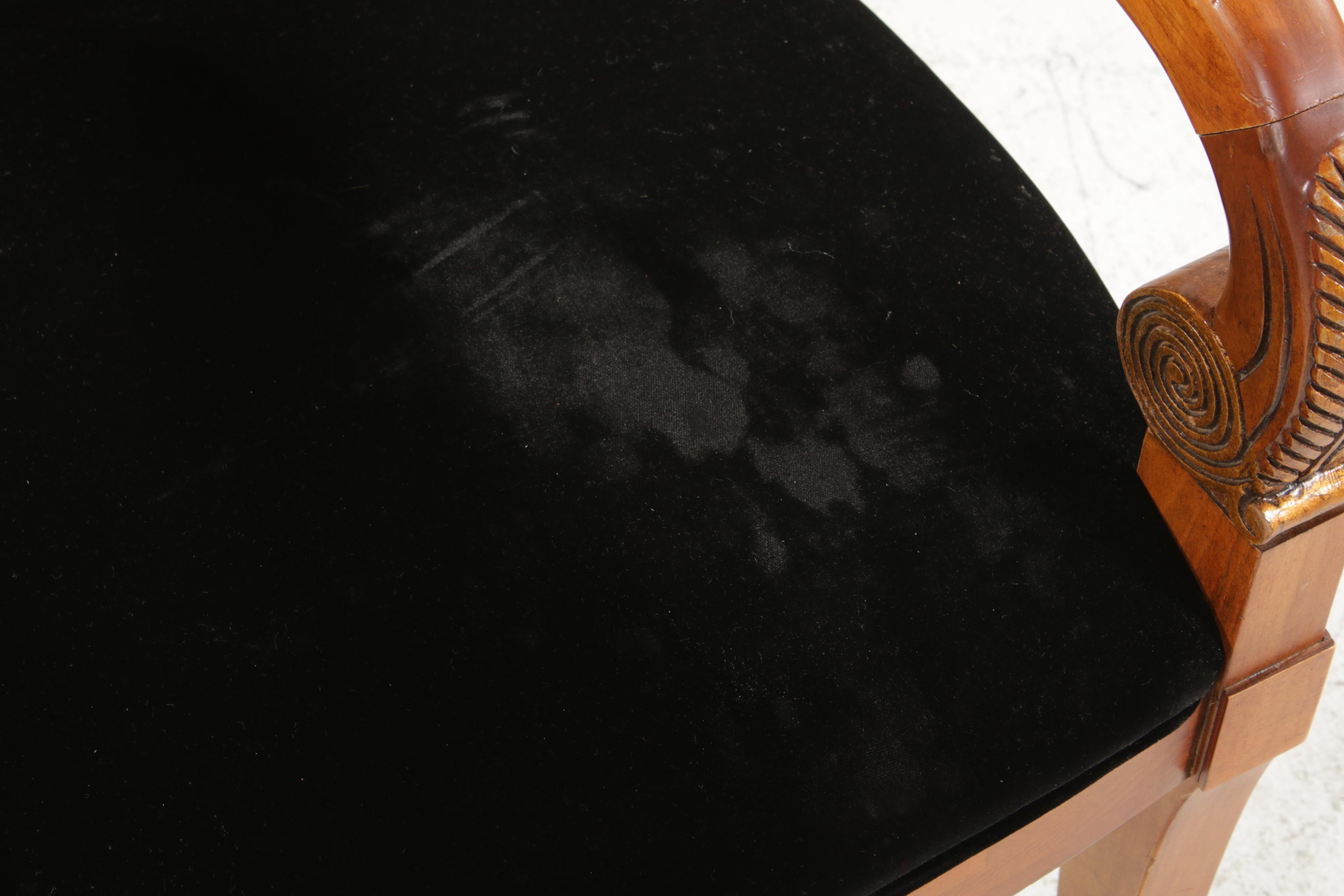 Three Henredon Empire Style Velveteen Upholstered Chairs