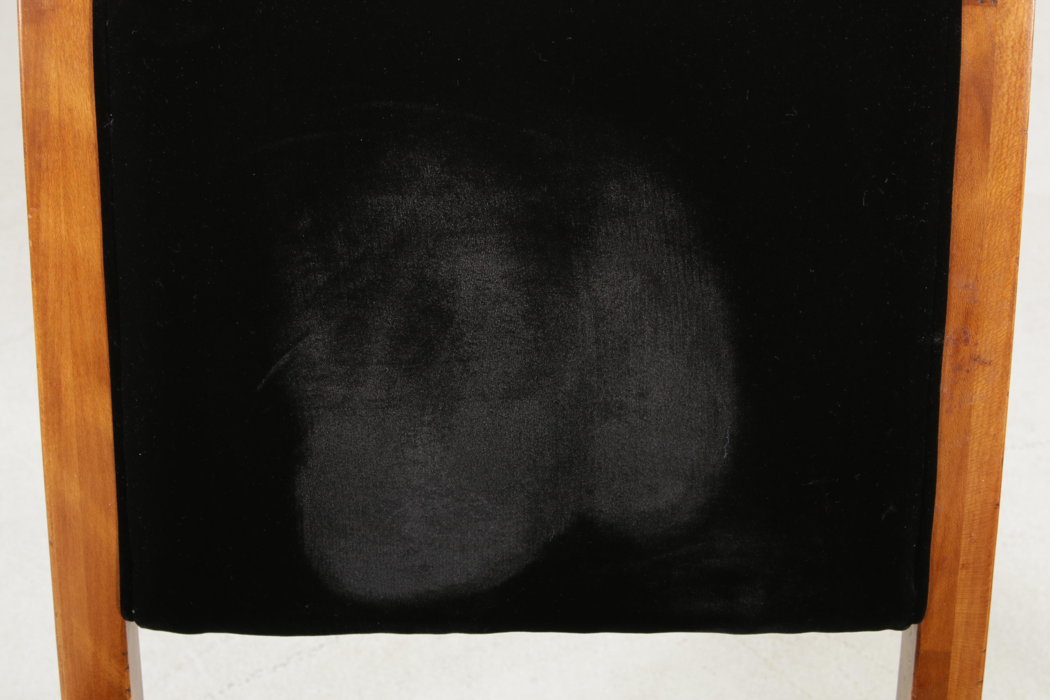 Three Henredon Empire Style Velveteen Upholstered Chairs