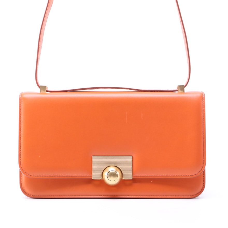 Bottega Veneta BV Classic Shoulder Bag in Orange Calfskin Leather