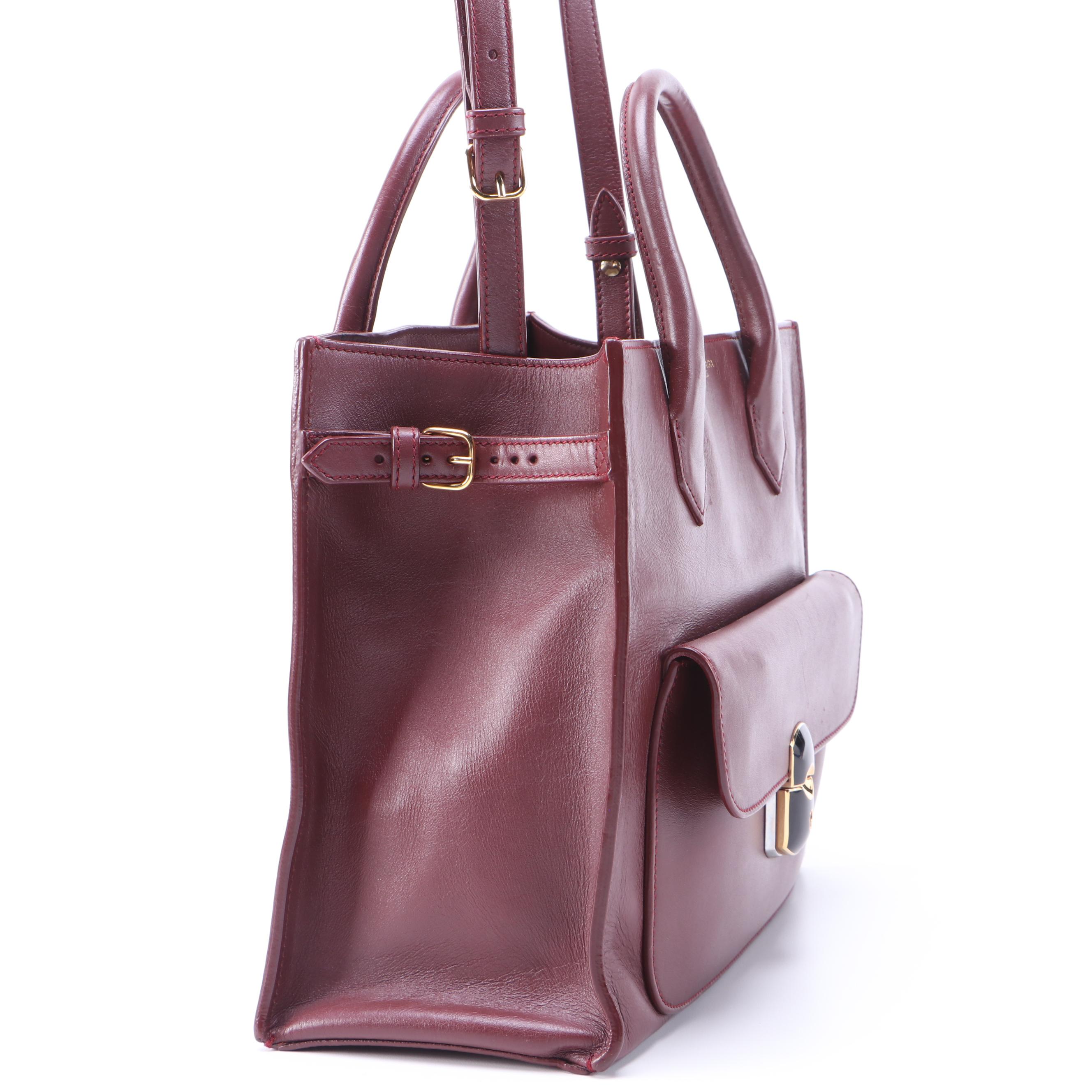 Balenciaga Padlock All Afternoon Two-Way Bag in Bordeaux Leather