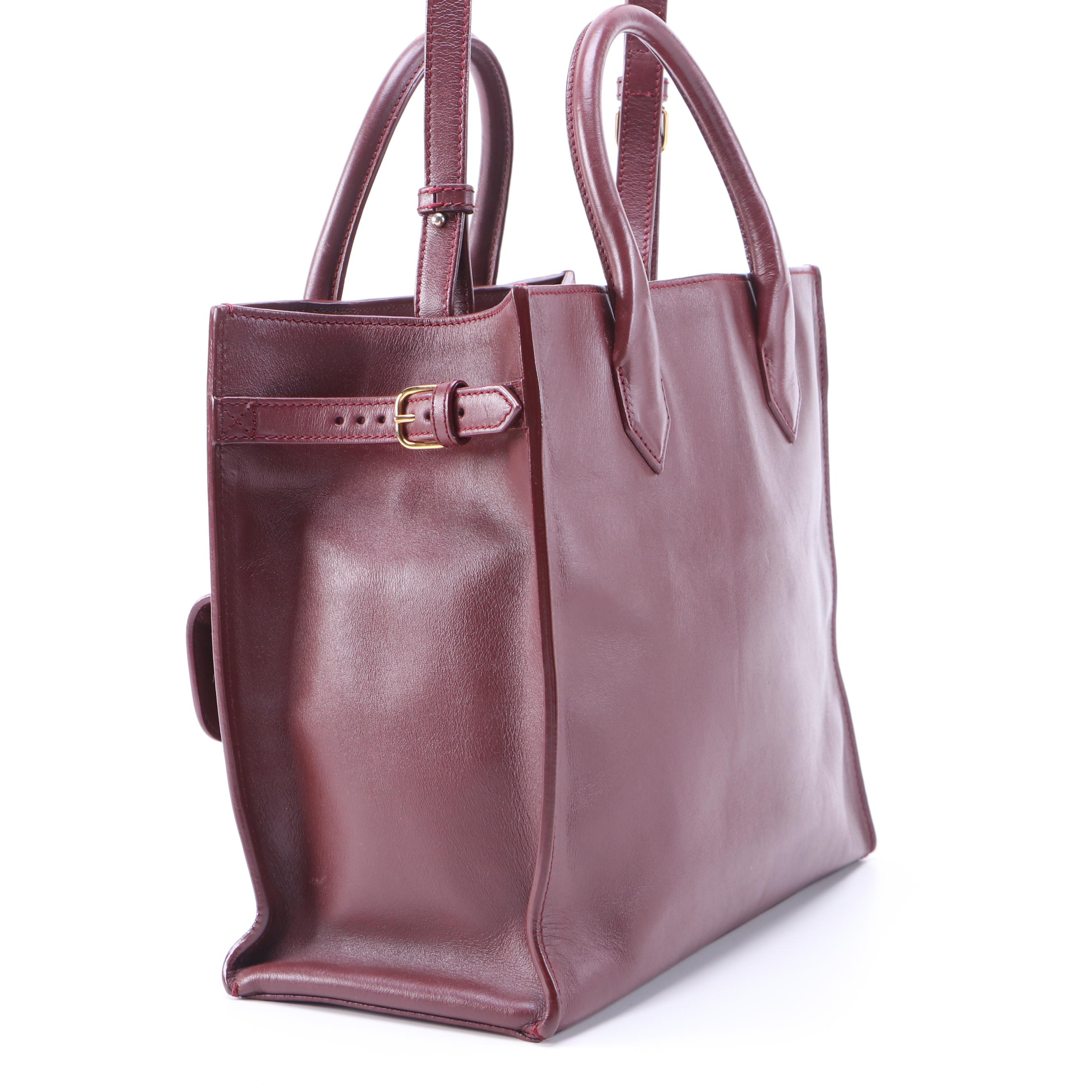 Balenciaga Padlock All Afternoon Two-Way Bag in Bordeaux Leather