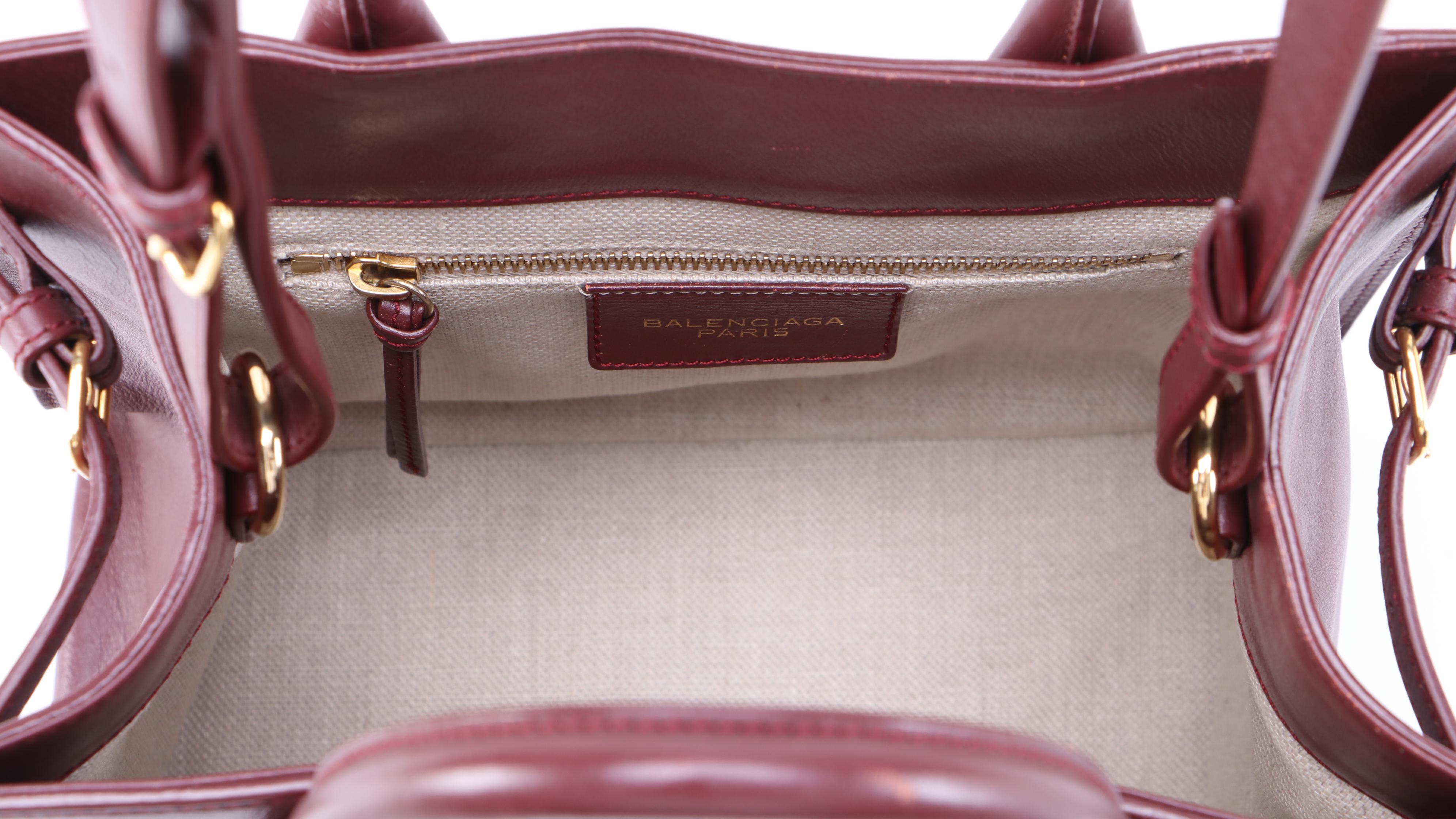 Balenciaga Padlock All Afternoon Two-Way Bag in Bordeaux Leather