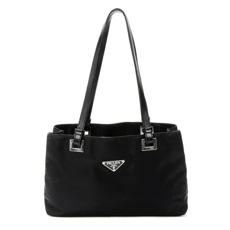 Prada Shoulder Bag in Black Tessuto Nylon and Leather