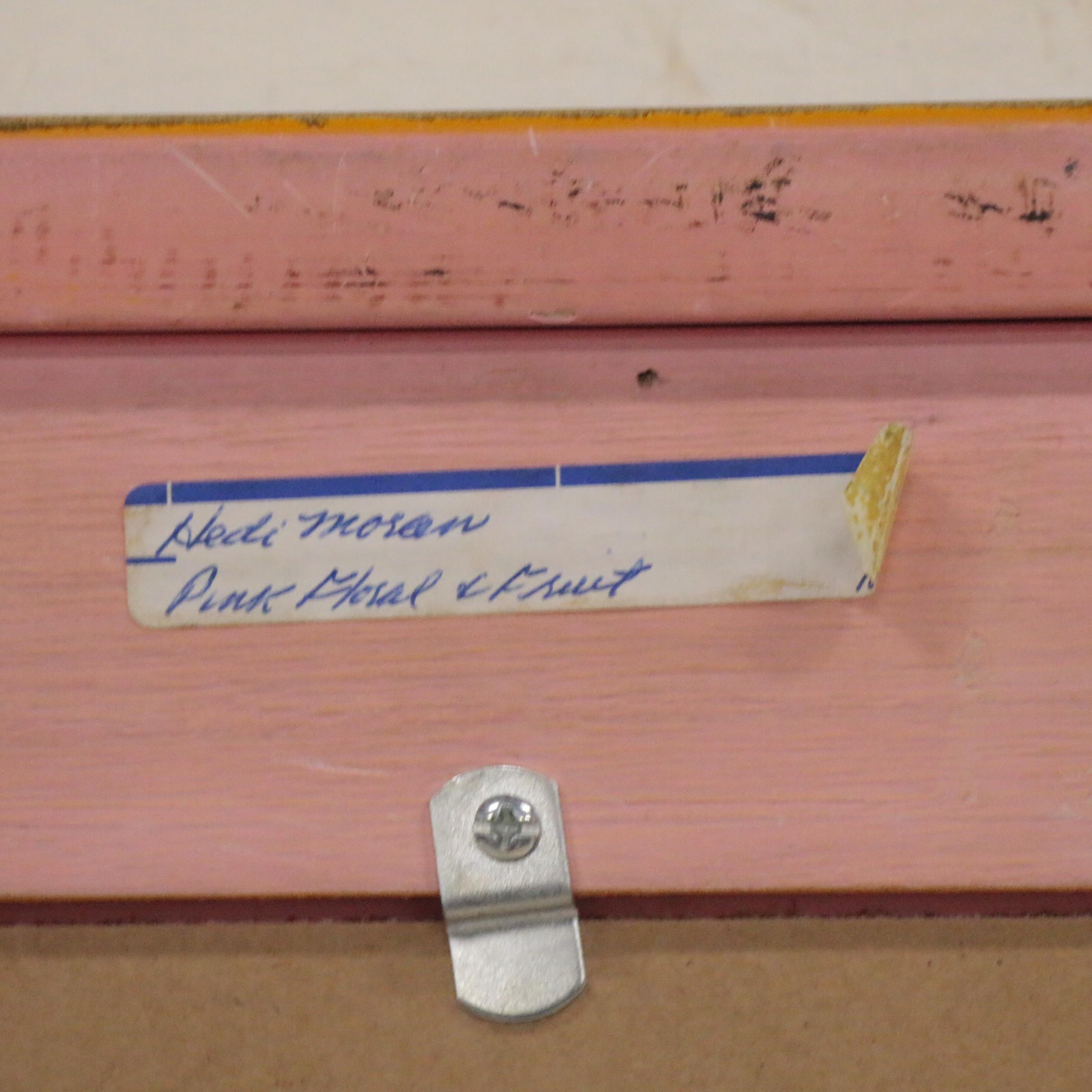 Hedi Moran Still Life Oil Painting "Pink Florals and Fruit"