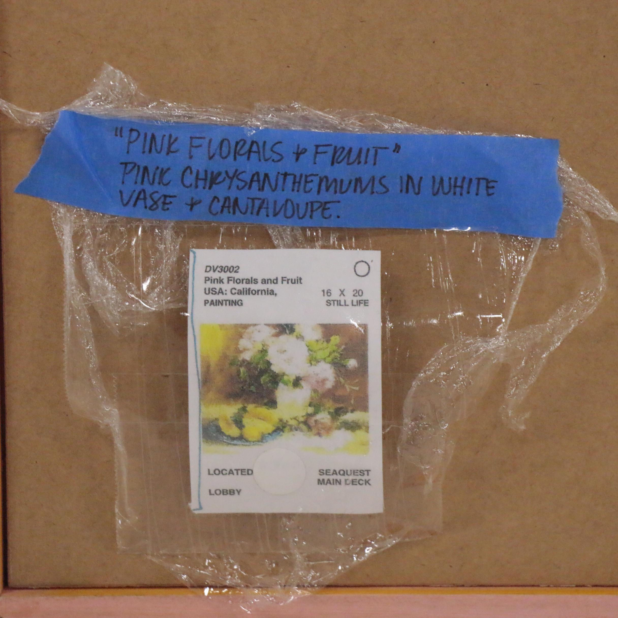 Hedi Moran Still Life Oil Painting "Pink Florals and Fruit"