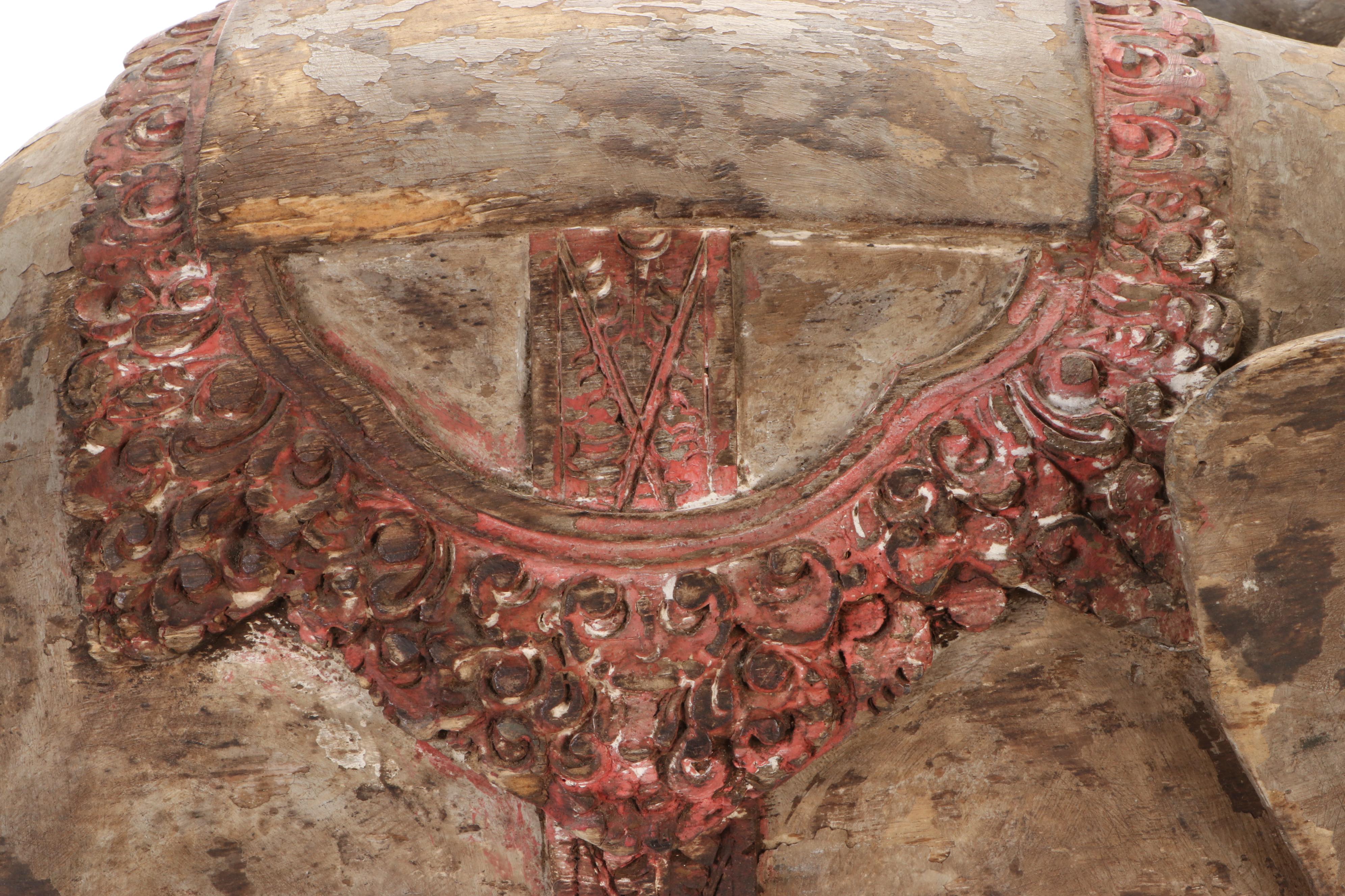 Indian Style Wooden Elephant Statue, 20th Century