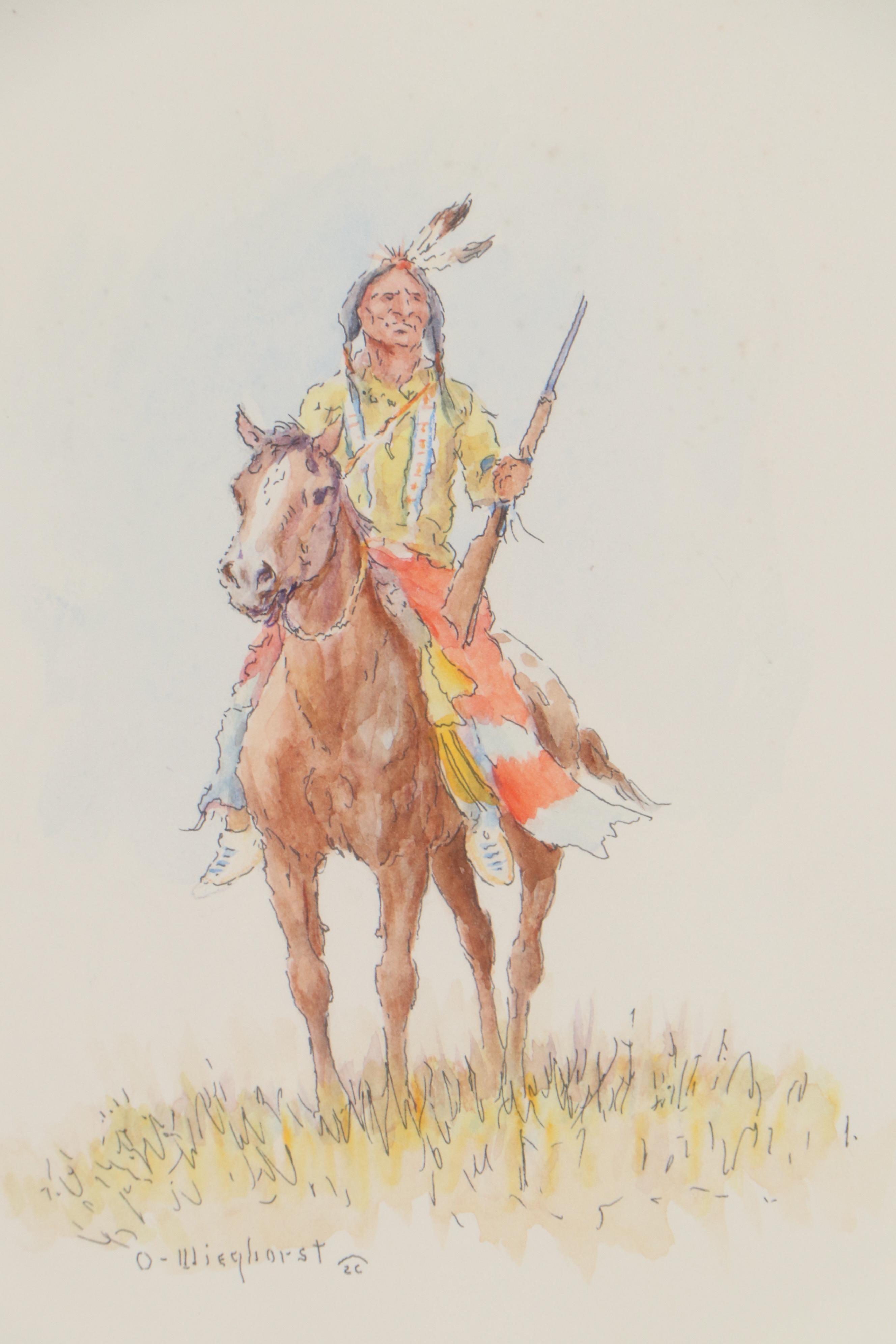 Olaf Carl Wieghorst Watercolor Painting "Indian Scout"