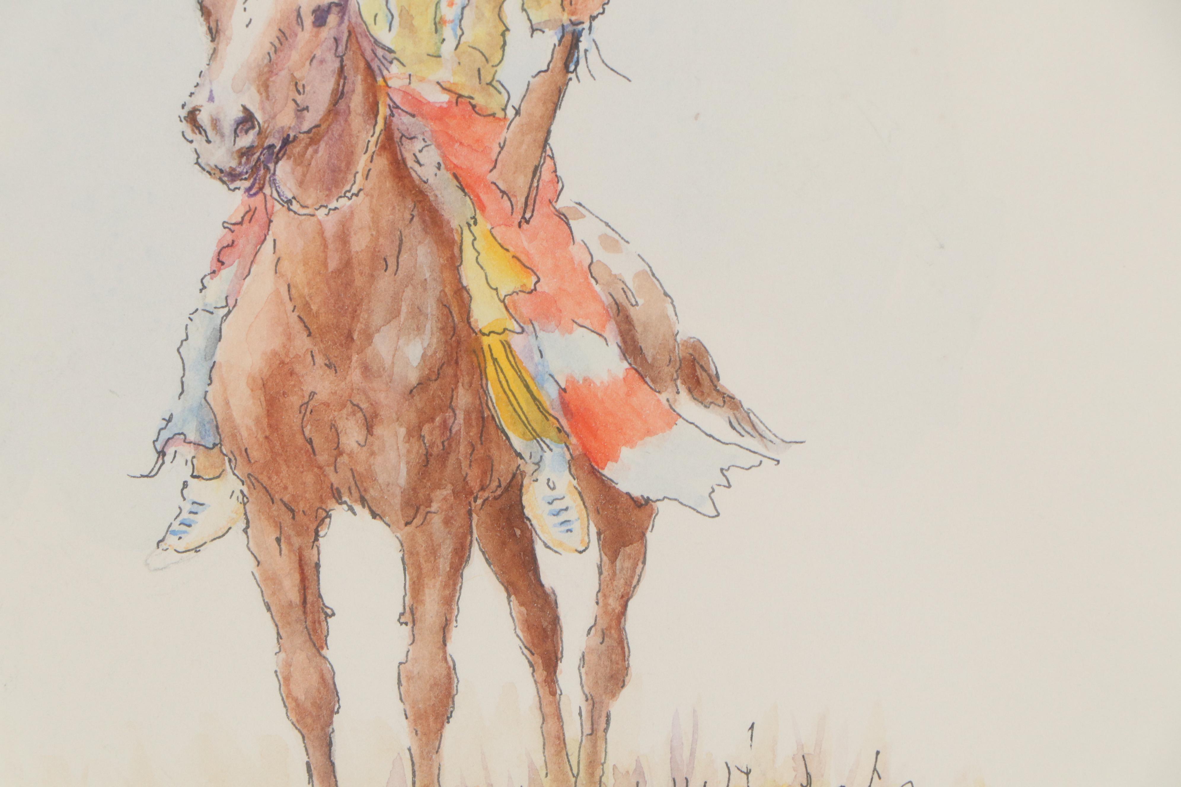 Olaf Carl Wieghorst Watercolor Painting "Indian Scout"