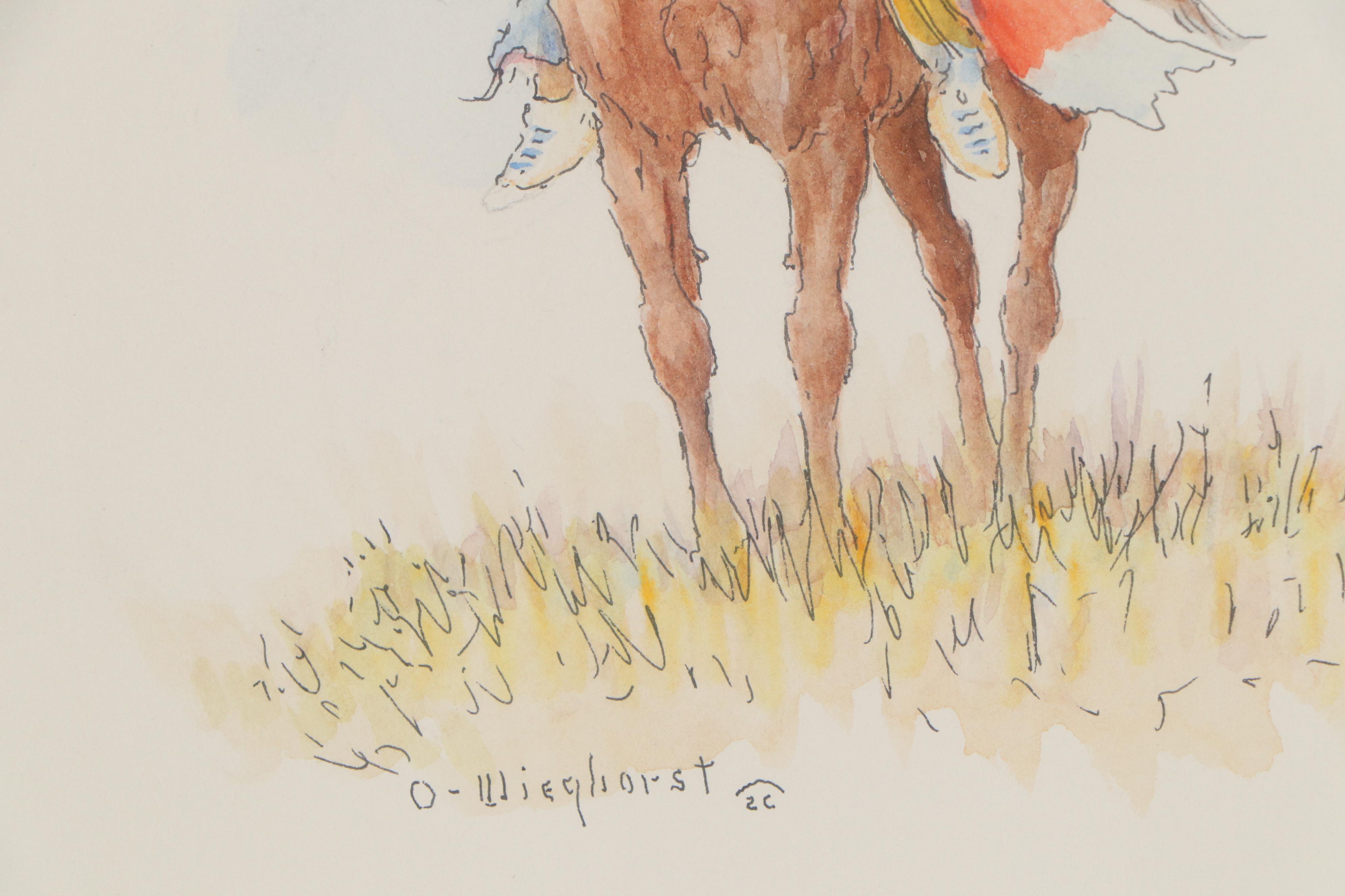 Olaf Carl Wieghorst Watercolor Painting "Indian Scout"