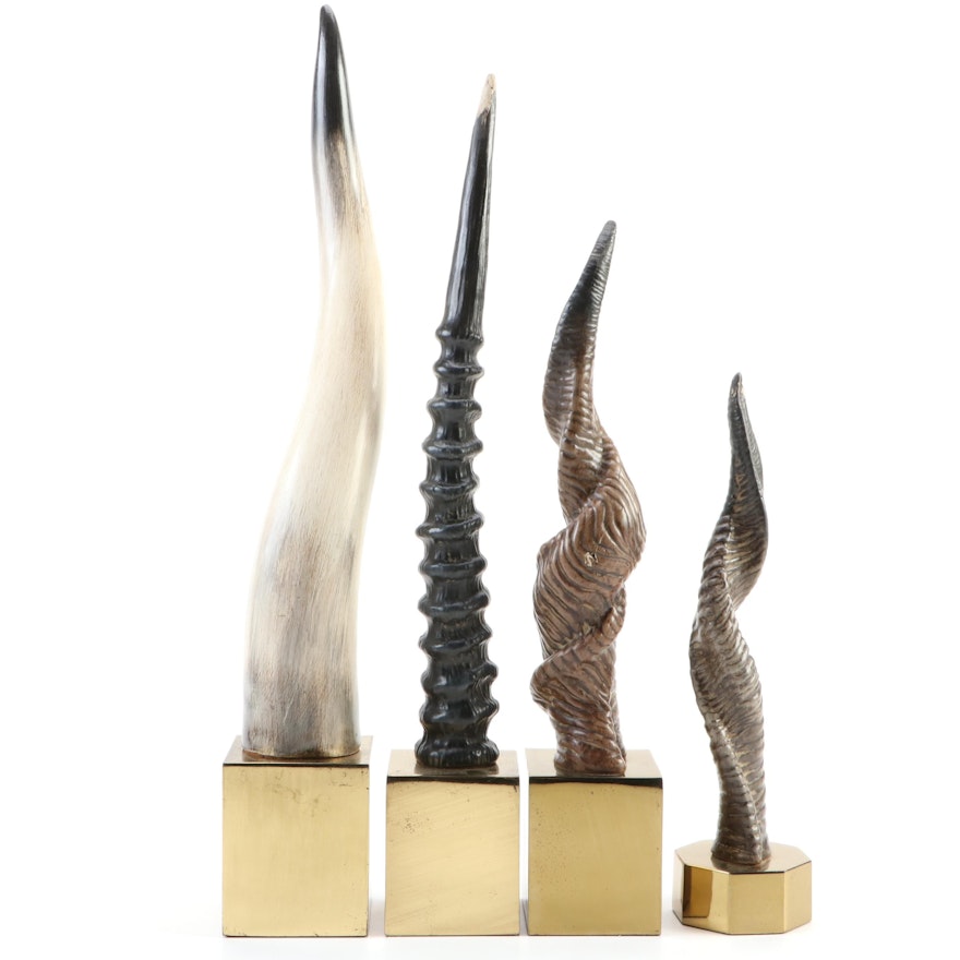 Decorative Cast Steer and Antelope Horns on Stands