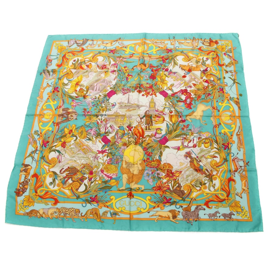 Gucci Patterned Silk Twill Scarf