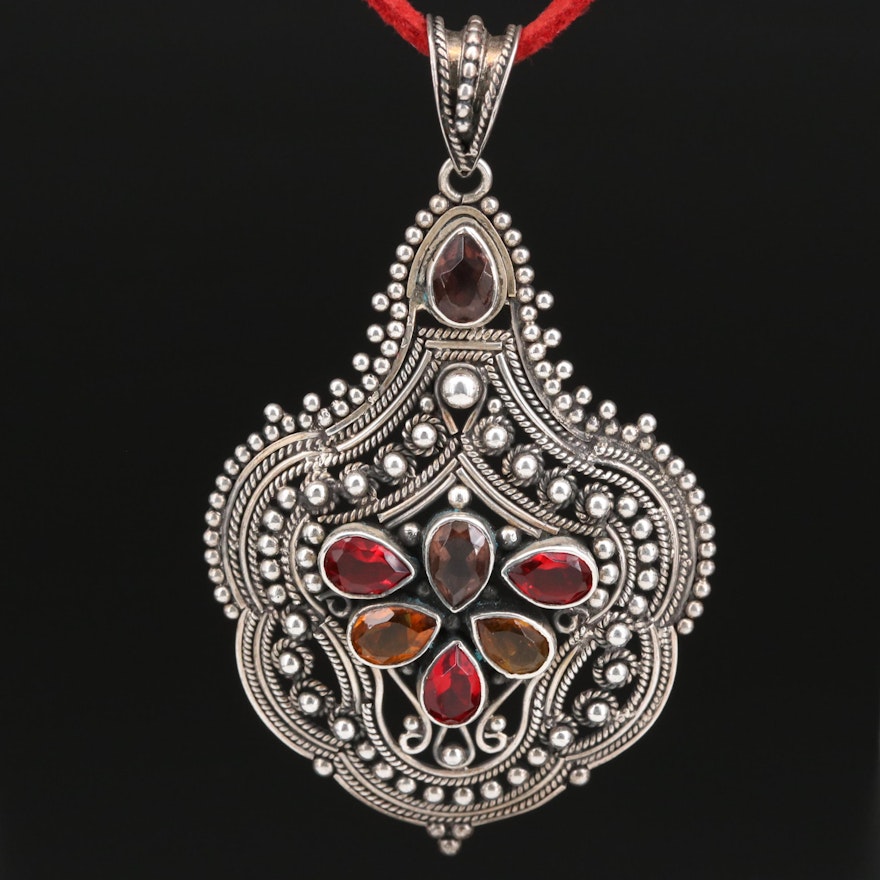 Sterling Glass Necklace with Granulated Details