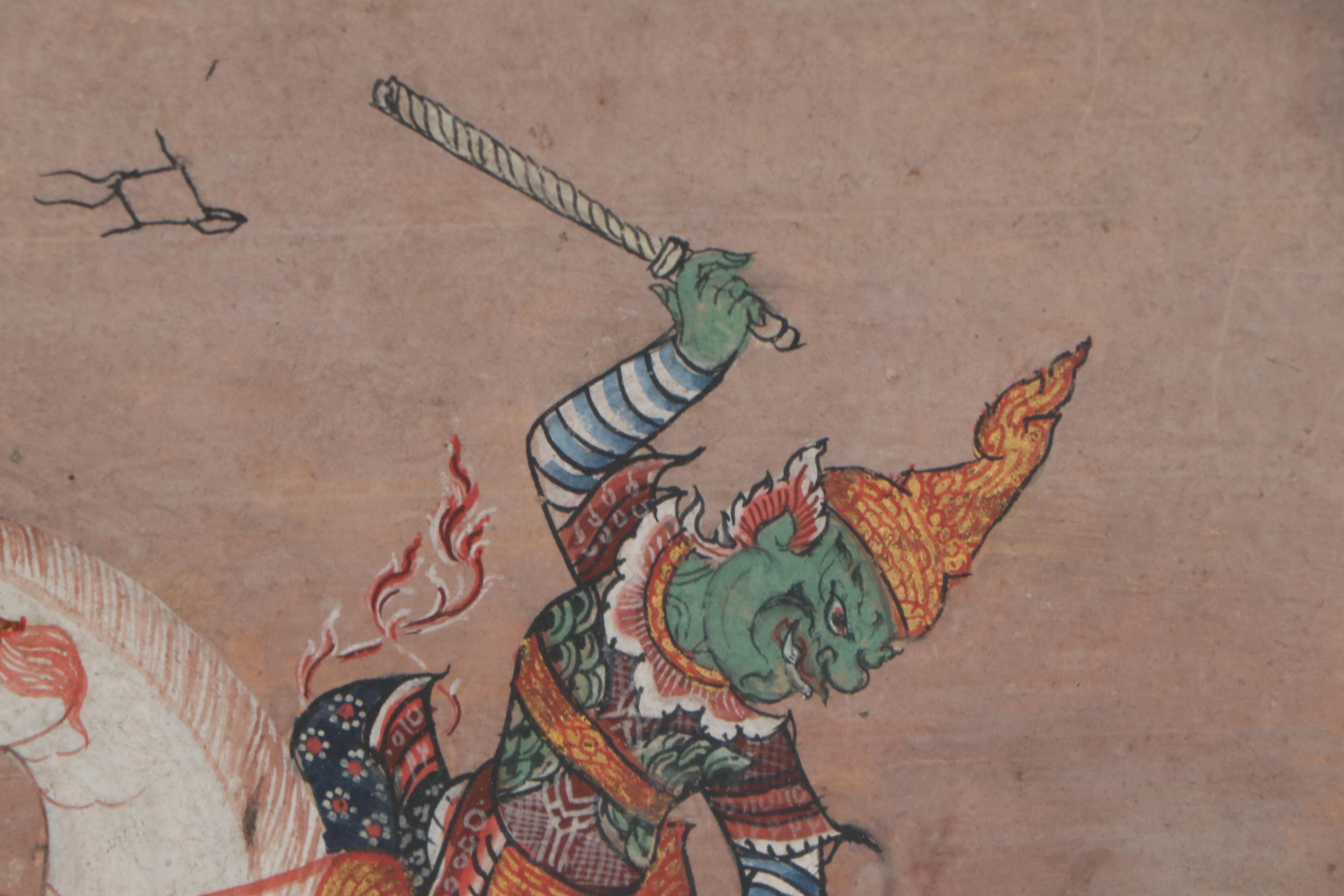 Gouache Illustration from the Thai Ramakien Epic, 19th Century