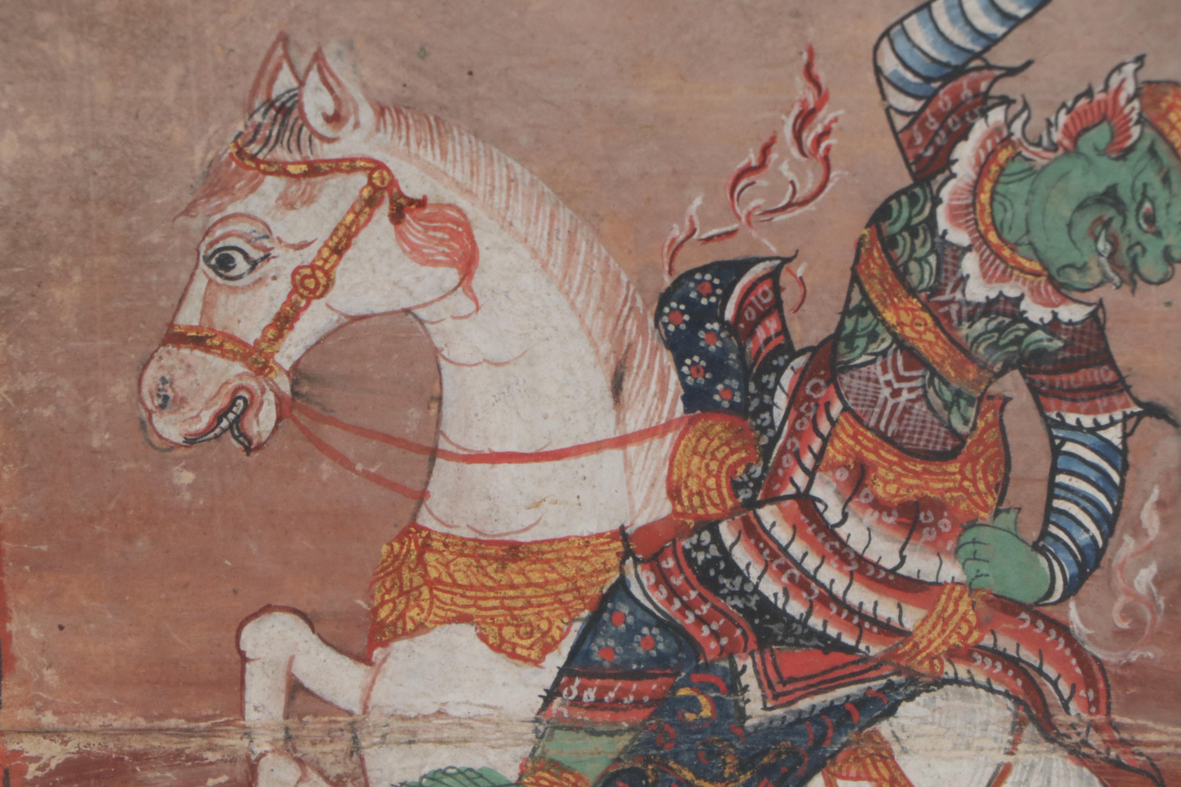 Gouache Illustration from the Thai Ramakien Epic, 19th Century