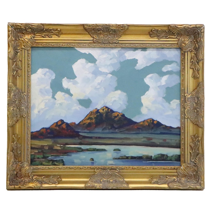 William Hawkins Oil Painting of Western Landscape, 21st Century