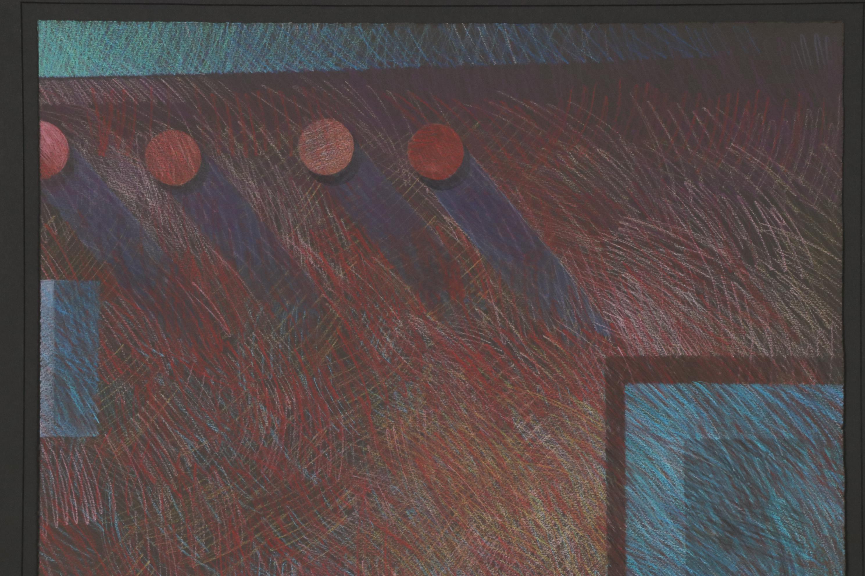 Robert W. Regier Pastel Drawing of Geometric Abstract Composition, 20th Century