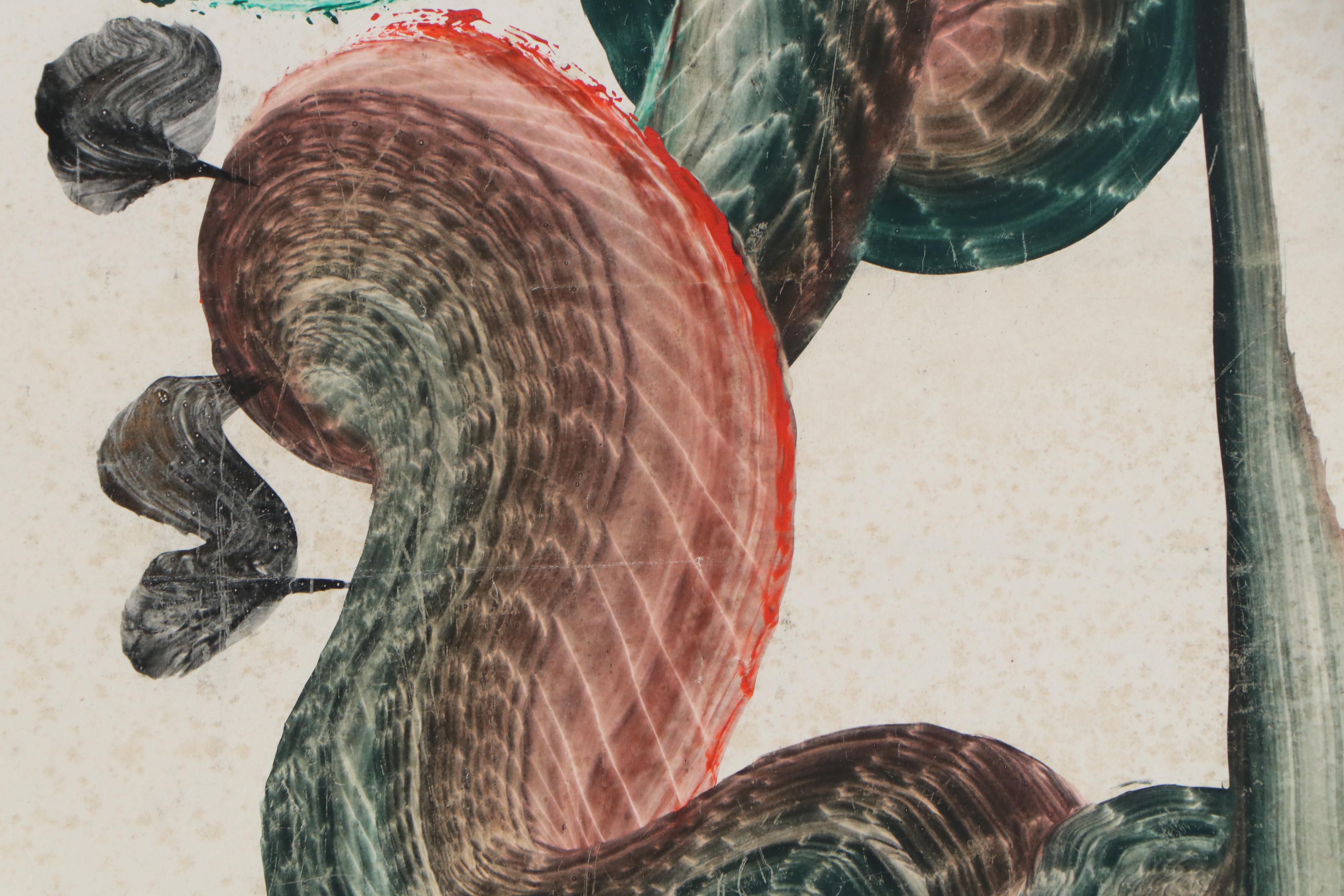 Japanese "Hitofude Ryuu" One-Stroke Ink Painted Dragons, 20th Century