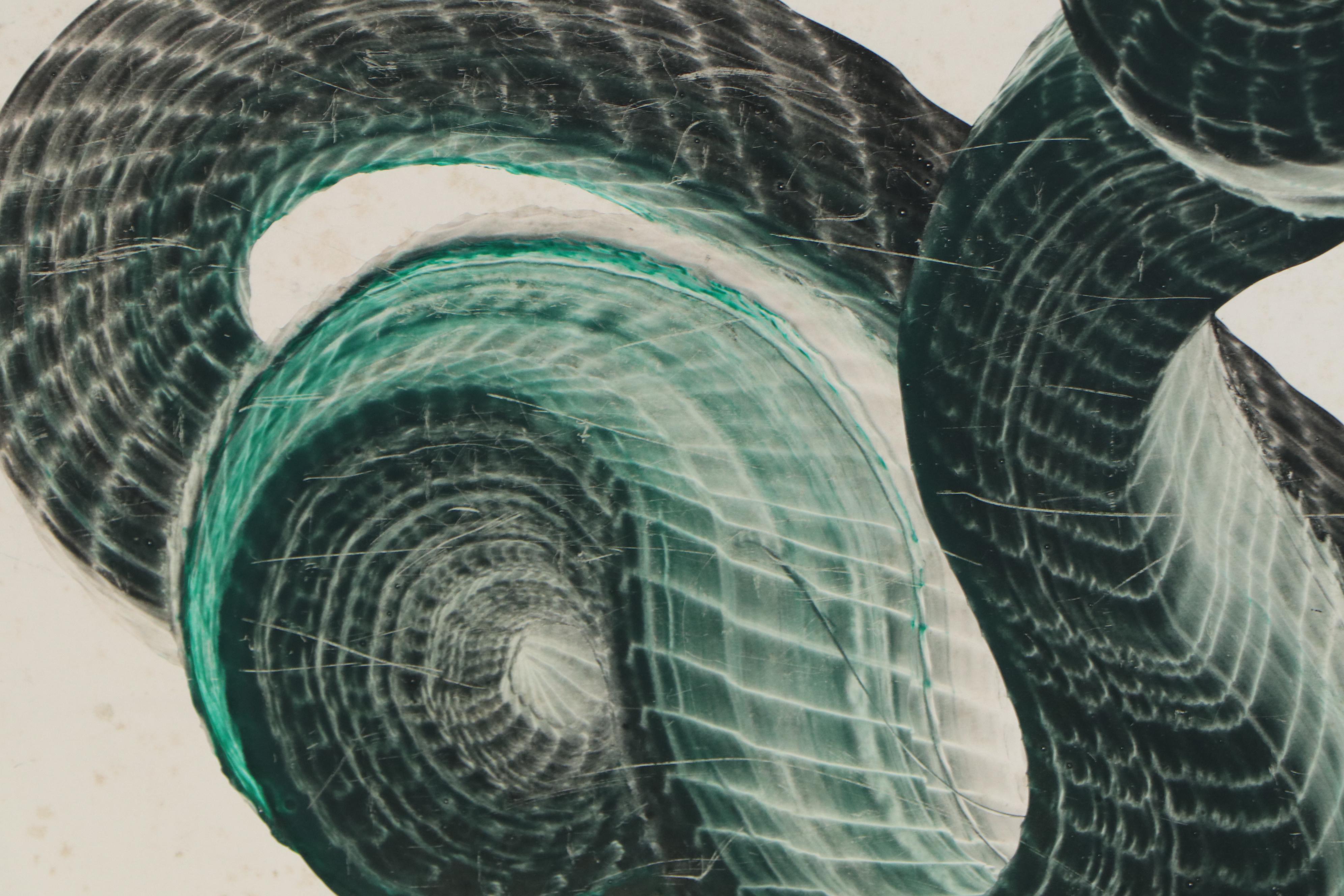 Japanese "Hitofude Ryuu" One-Stroke Ink Painted Dragons, 20th Century