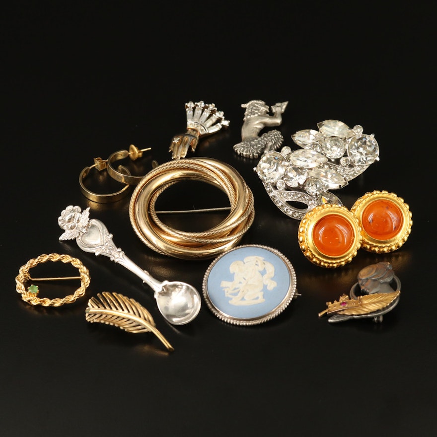 Collection of Jewelry Featuring Eisenberg Ice, Crown Trifari and Wedgwood