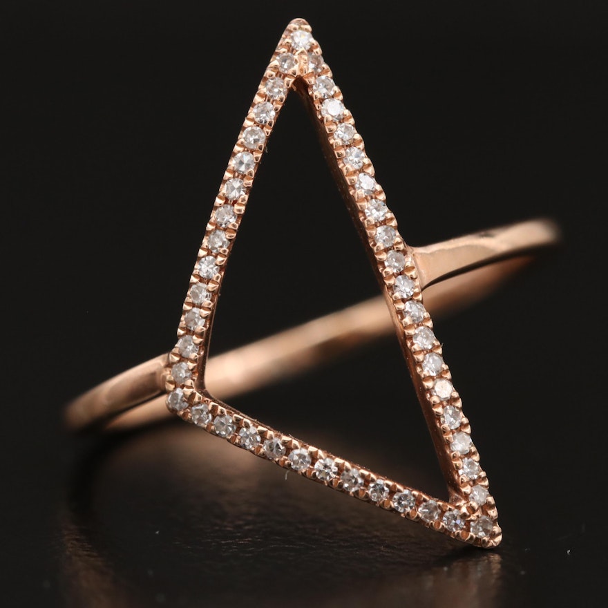 14K Diamond Open Triangular Ring