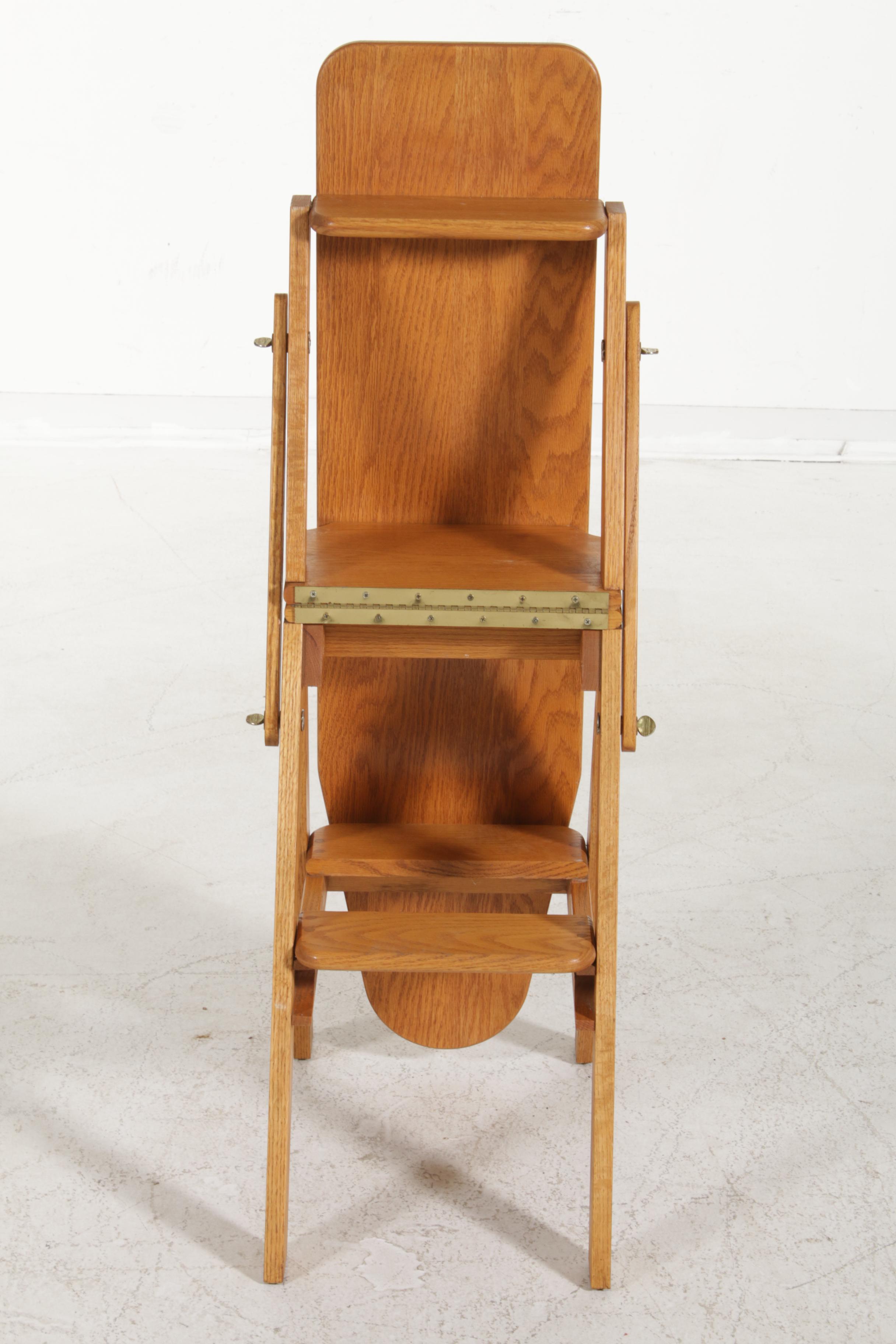 Oak Metamorphic Ironing Board and Step Ladder Chair
