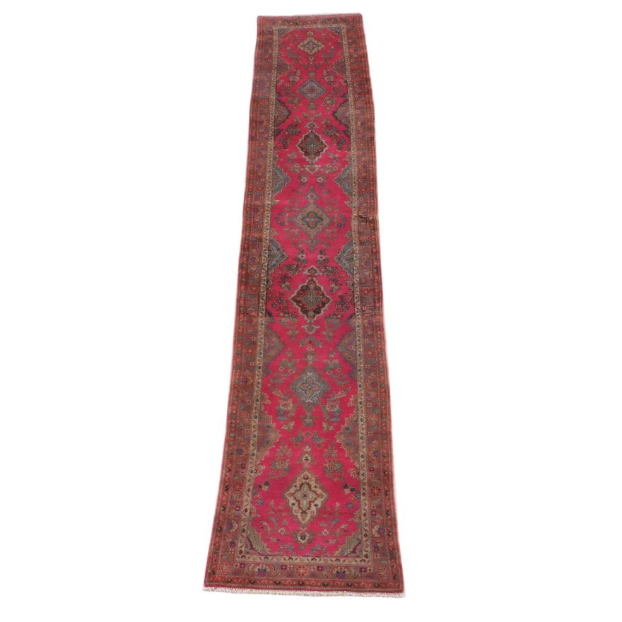 2'7 x 13'5 Hand-Knotted Persian Yazd Wool Carpet Runner